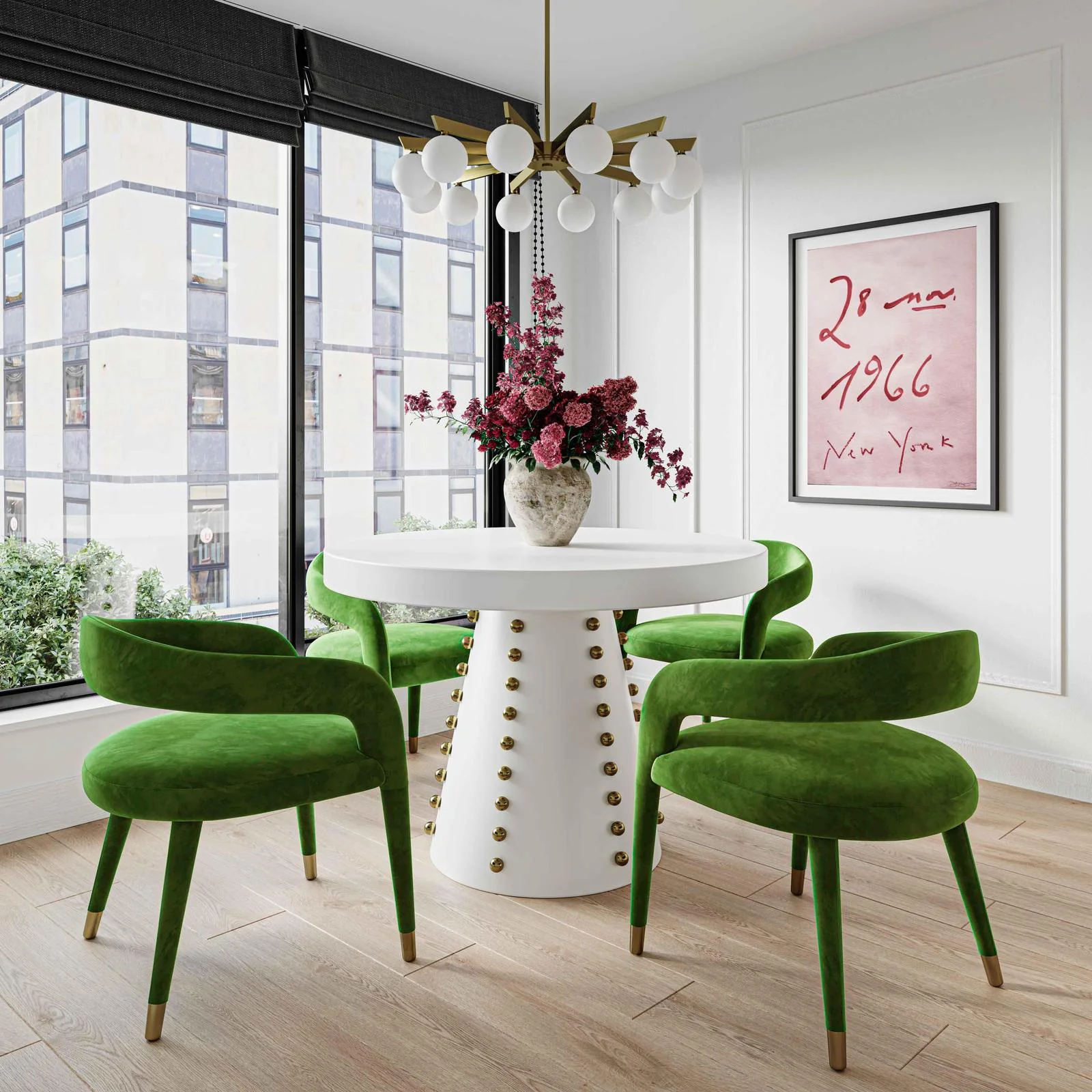 Lucia Green Velvet Dining Chair - Image 2