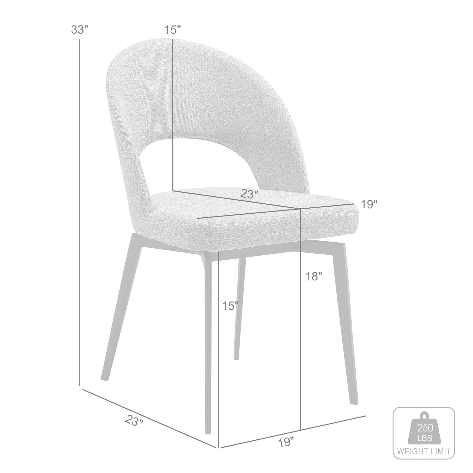 Lucia Swivel Upholstered Dining Chair in Gray Fabric with Black Metal Legs - Set of 2 - Image 9