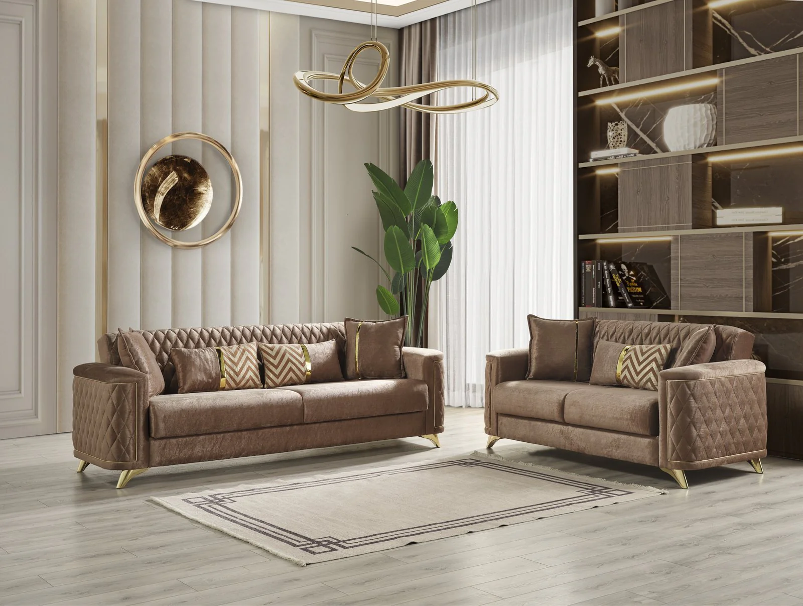 Luna 2PC Living Room Set Copper