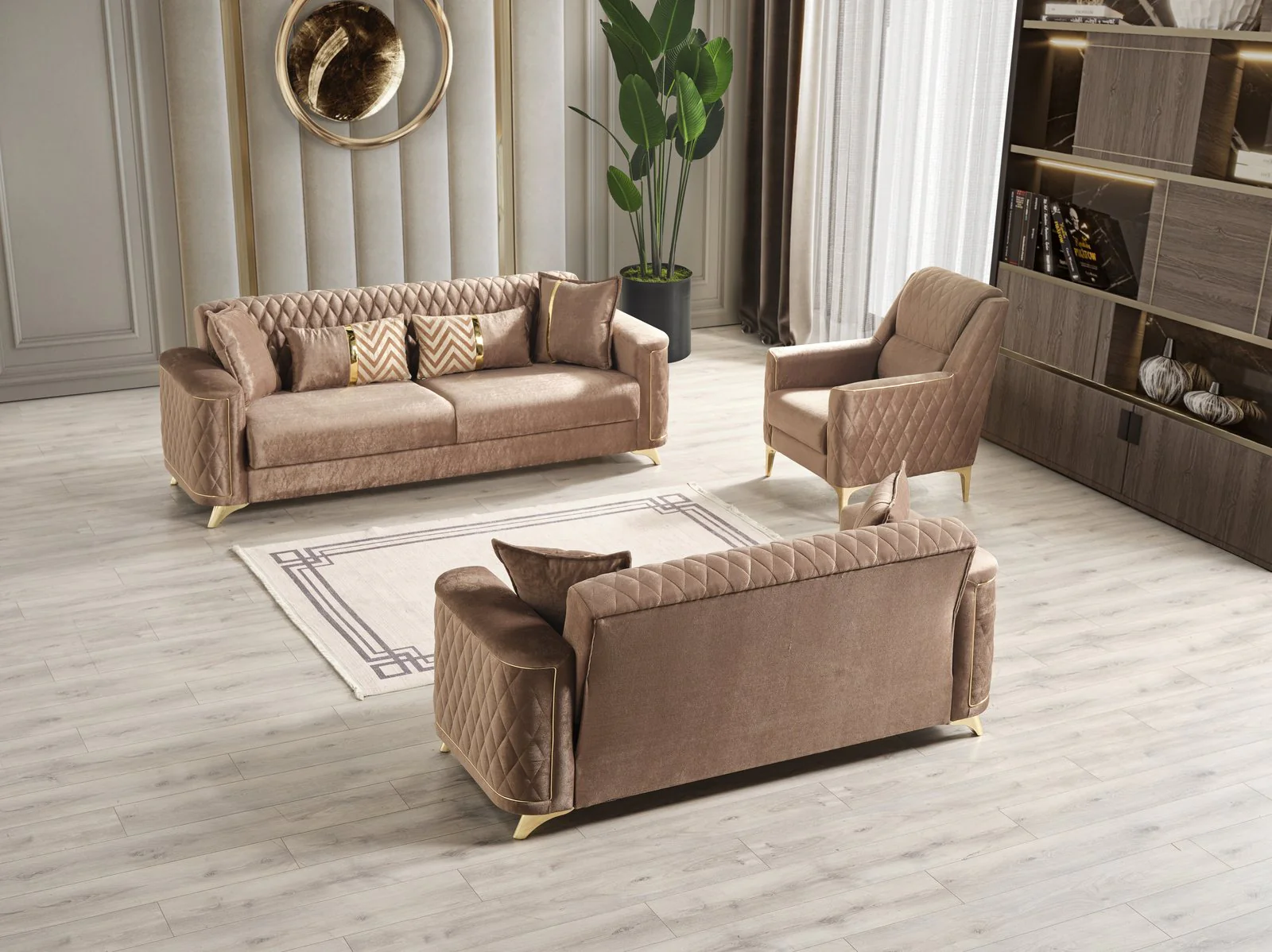 Luna 3 Pc Living Room set Copper
