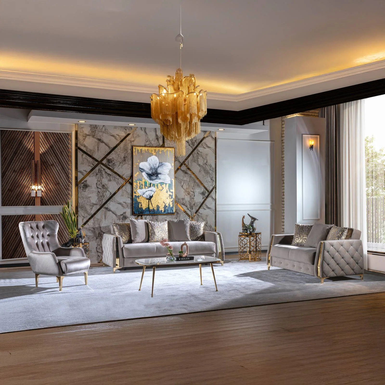 Lust 3 Pc Living Room set Taupe - Image 15