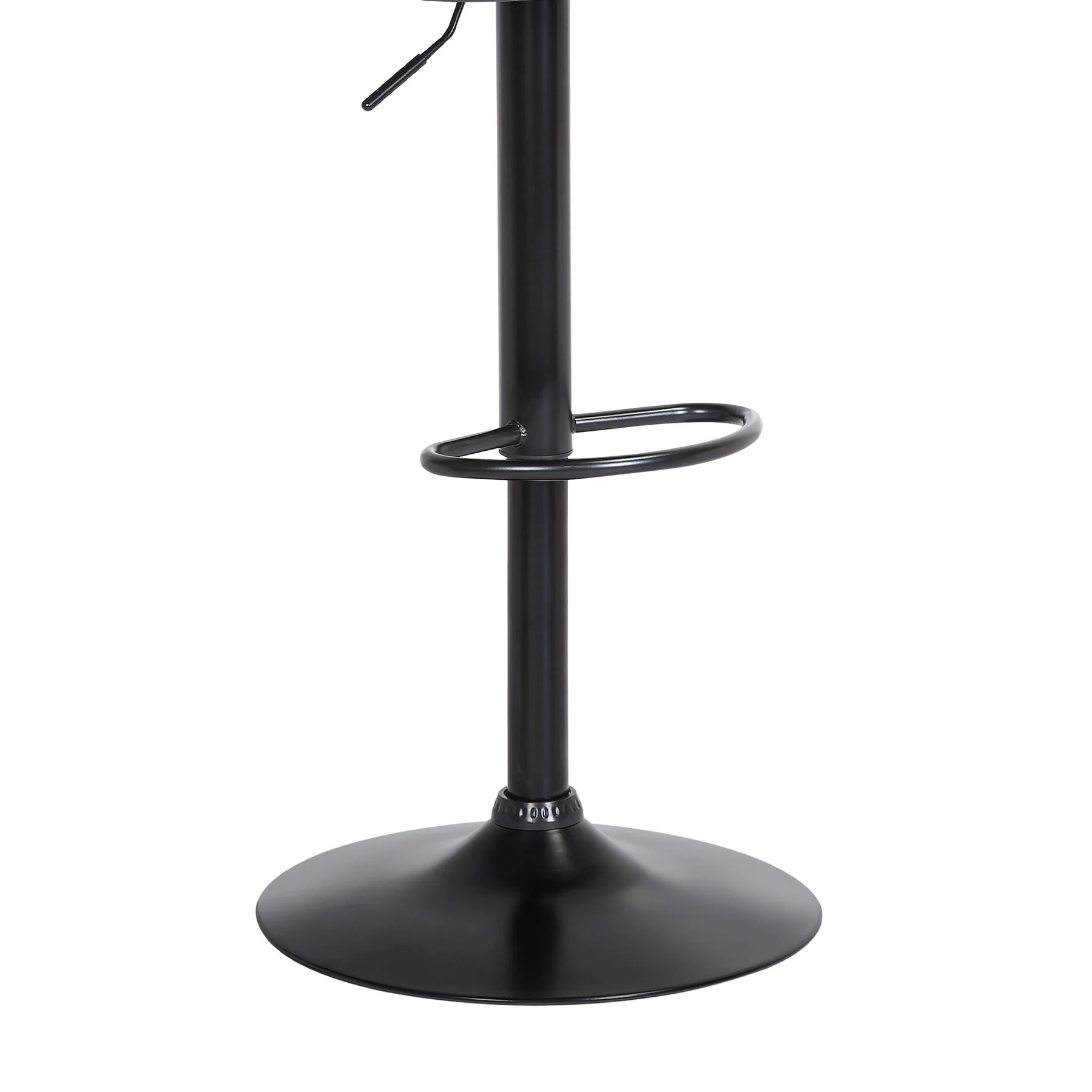 Lydia Adjustable Walnut Wood Bar Stool in Gray Faux Leather with Black Metal - Image 6