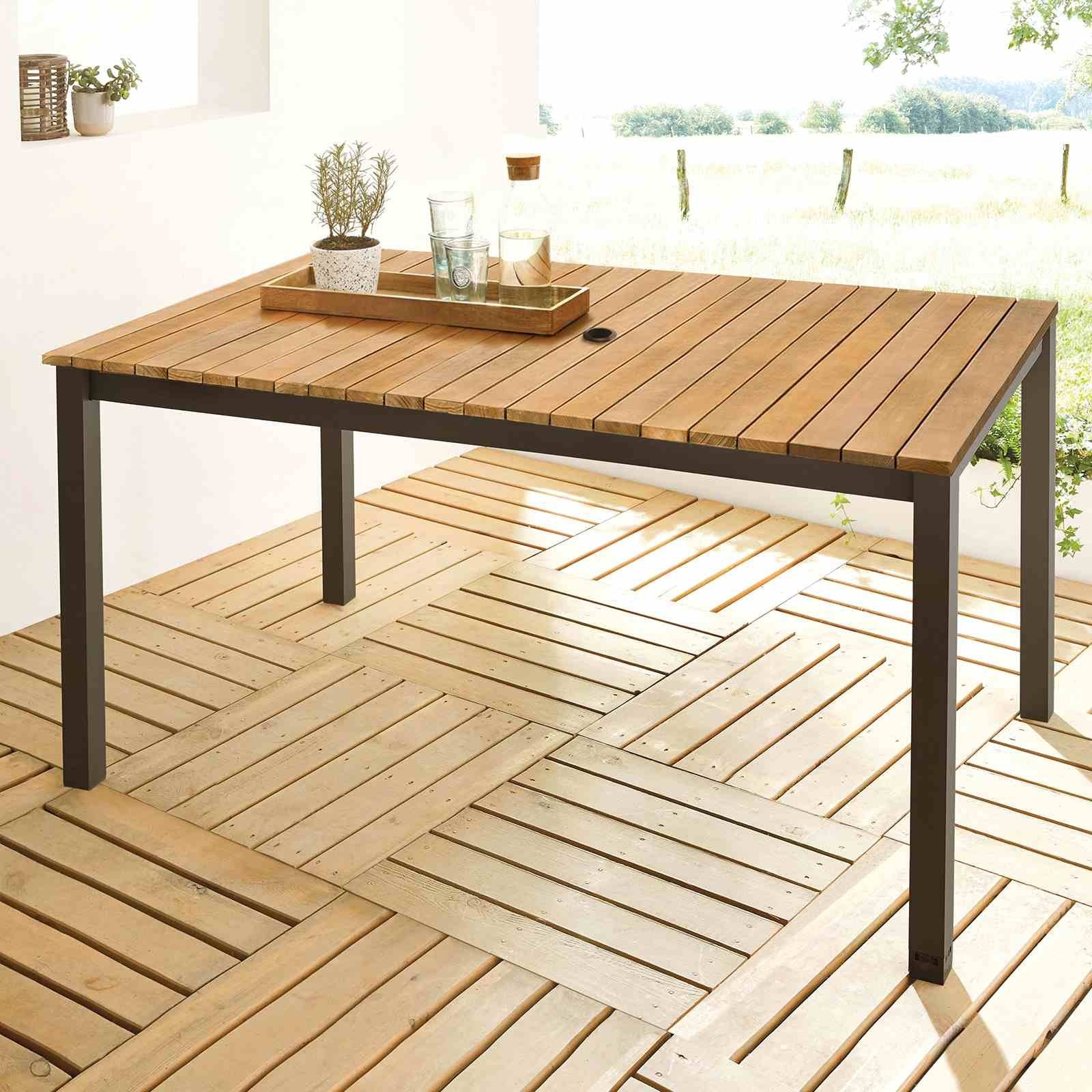 Mackay Patio Dining Table, Gun Metal/Natural Teak