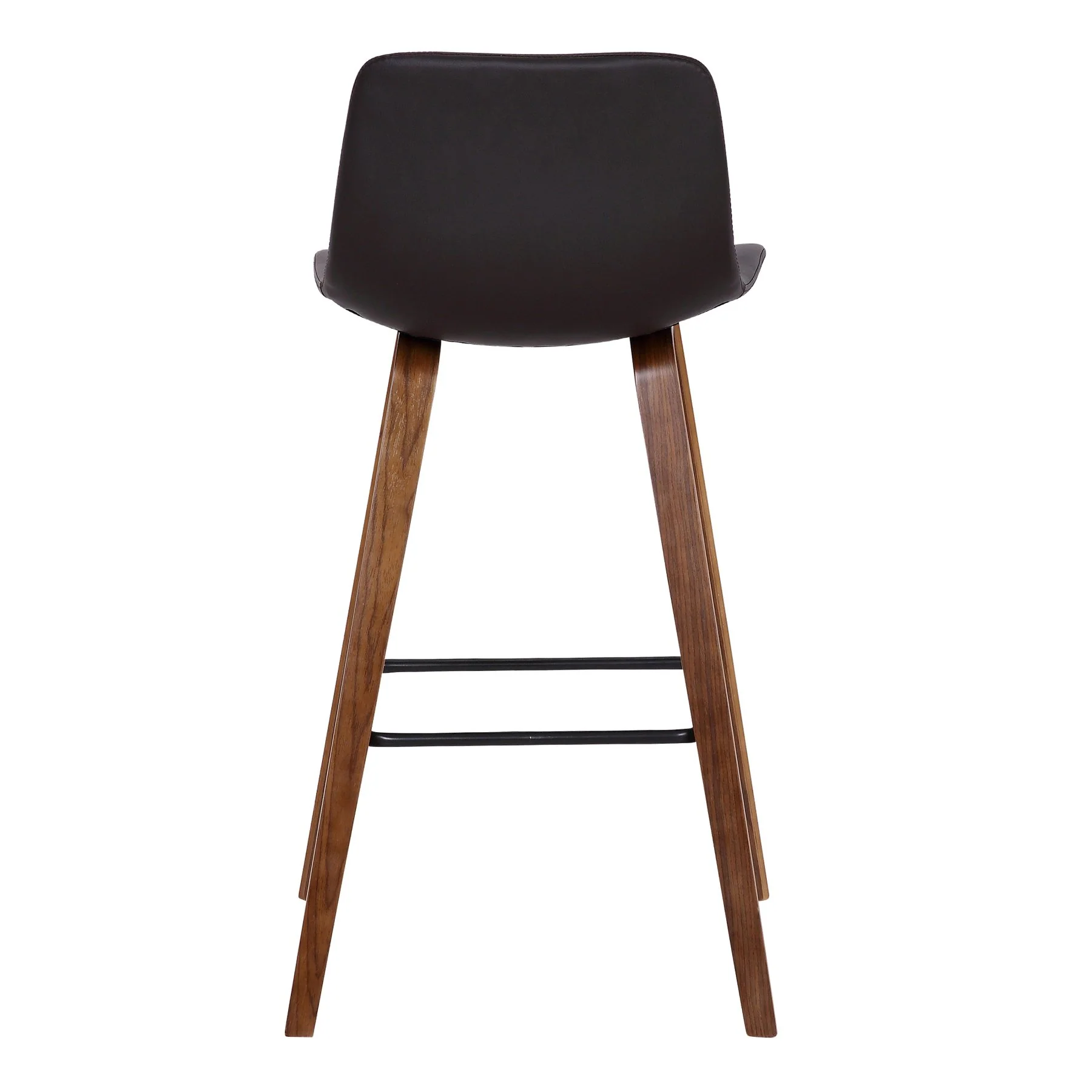 Maddie Contemporary 26" Barstool in Walnut Wood Finish and Brown Faux Leather - Image 5