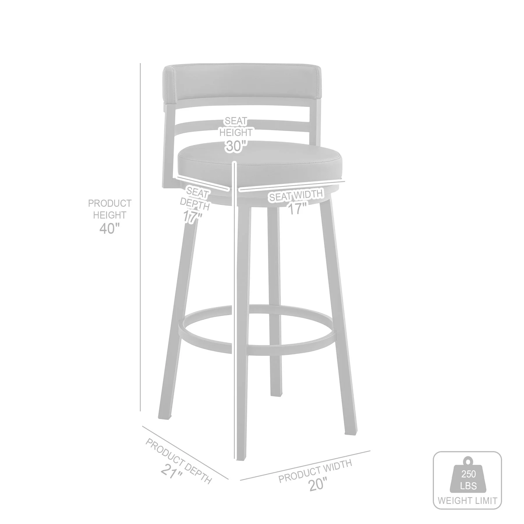 Madrid 30" Bar Height Swivel Black Faux Leather and Metal Bar Stool - Image 11