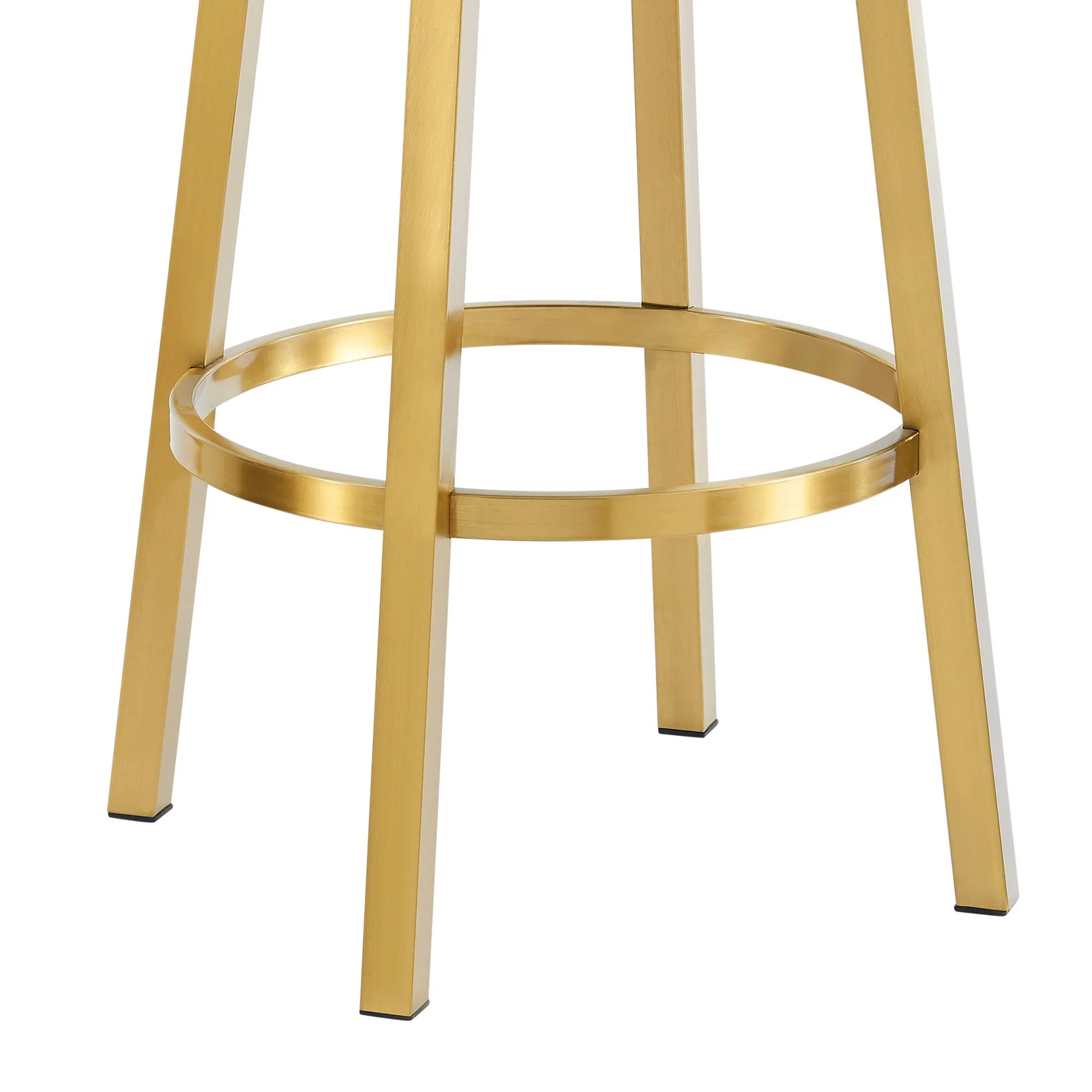 Madrid 30" Swivel Bar Stool in Gold Brushed Stainless Steel with White Faux Leather - Image 8