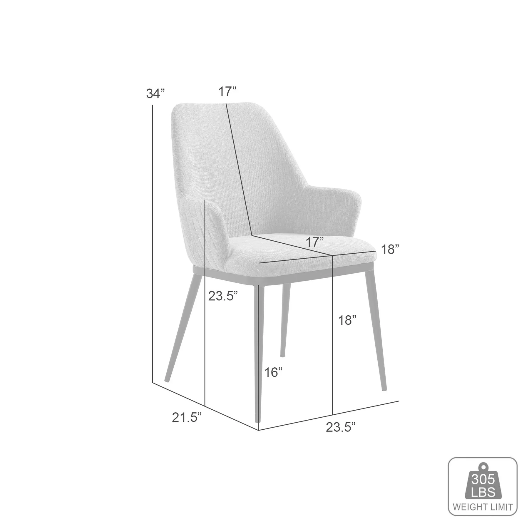 Mae Modern Almond Upholstered Dining Chair with Curved Back and Arms – Set of 2 - Image 11