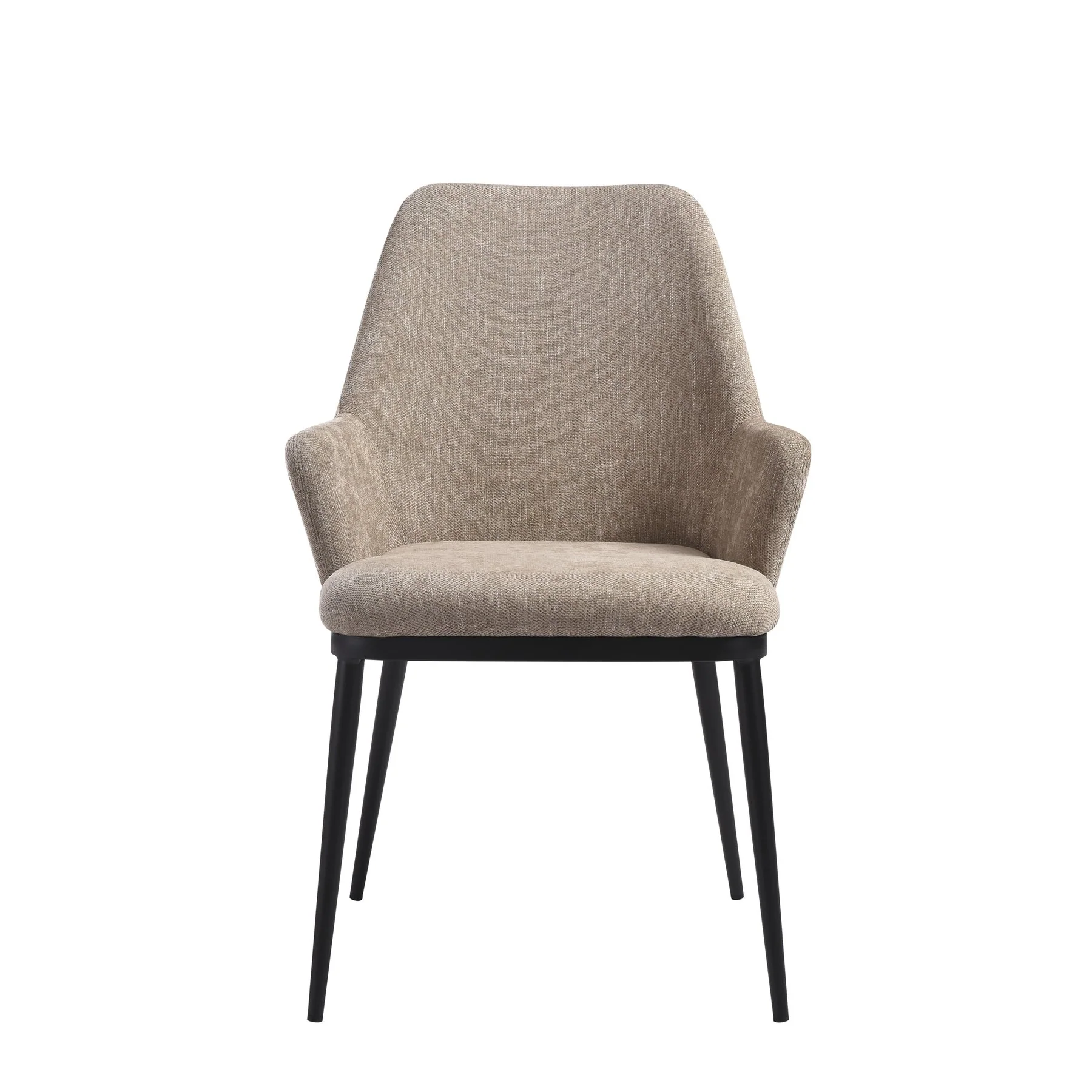 Mae Modern Almond Upholstered Dining Chair with Curved Back and Arms – Set of 2 - Image 2