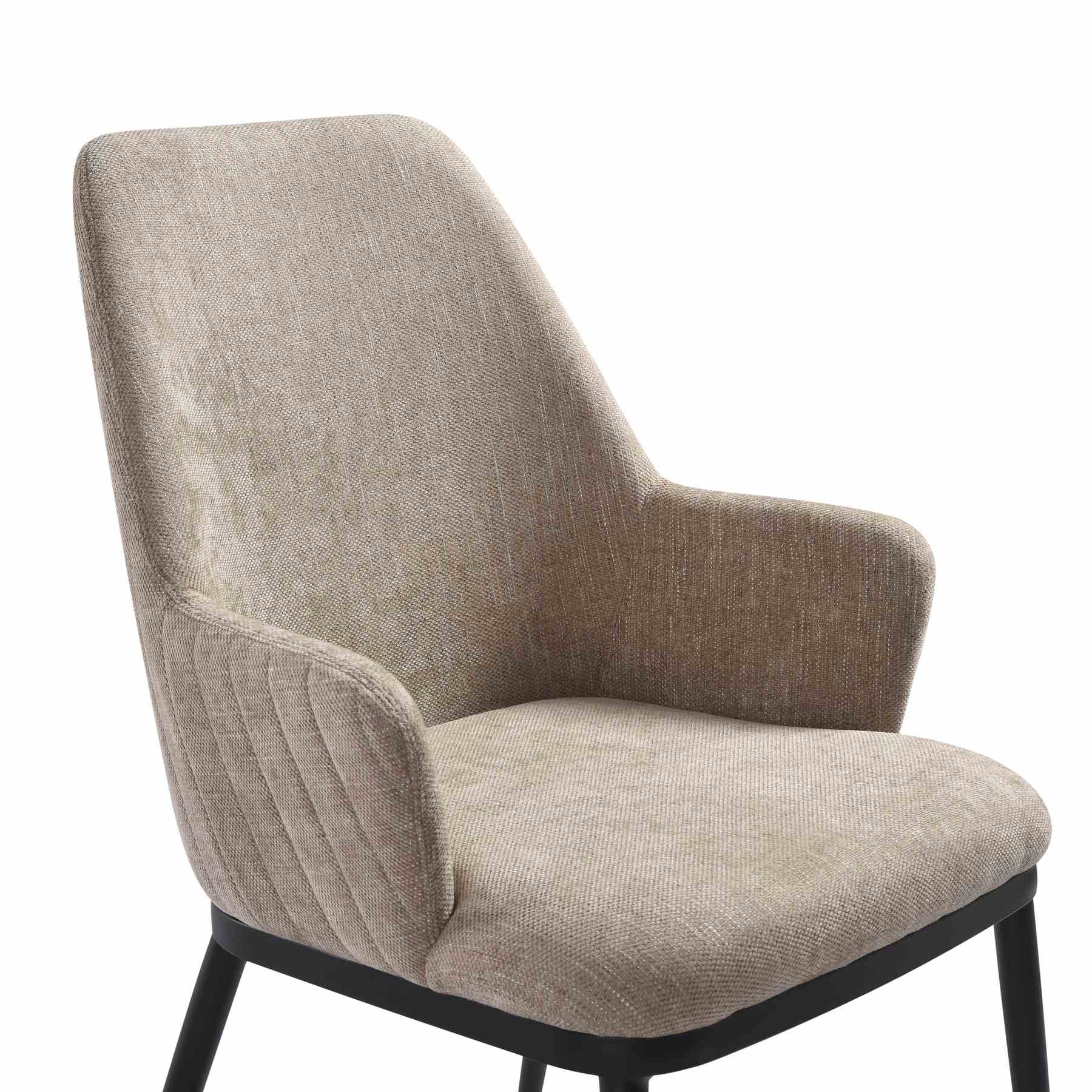 Mae Modern Almond Upholstered Dining Chair with Curved Back and Arms – Set of 2 - Image 5