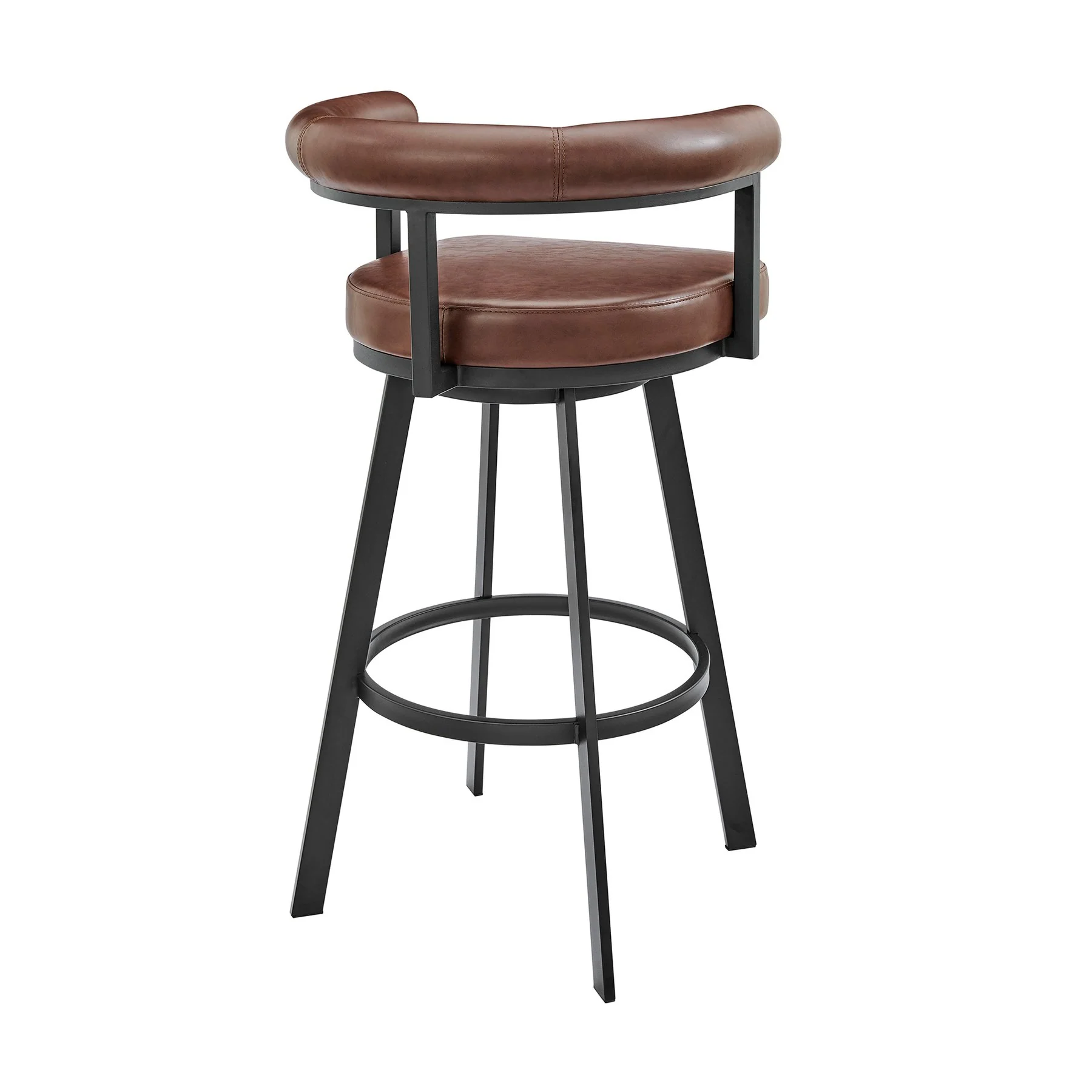 Magnolia 26" Swivel Counter Stool in Black Metal with Brown Faux Leather - Image 4