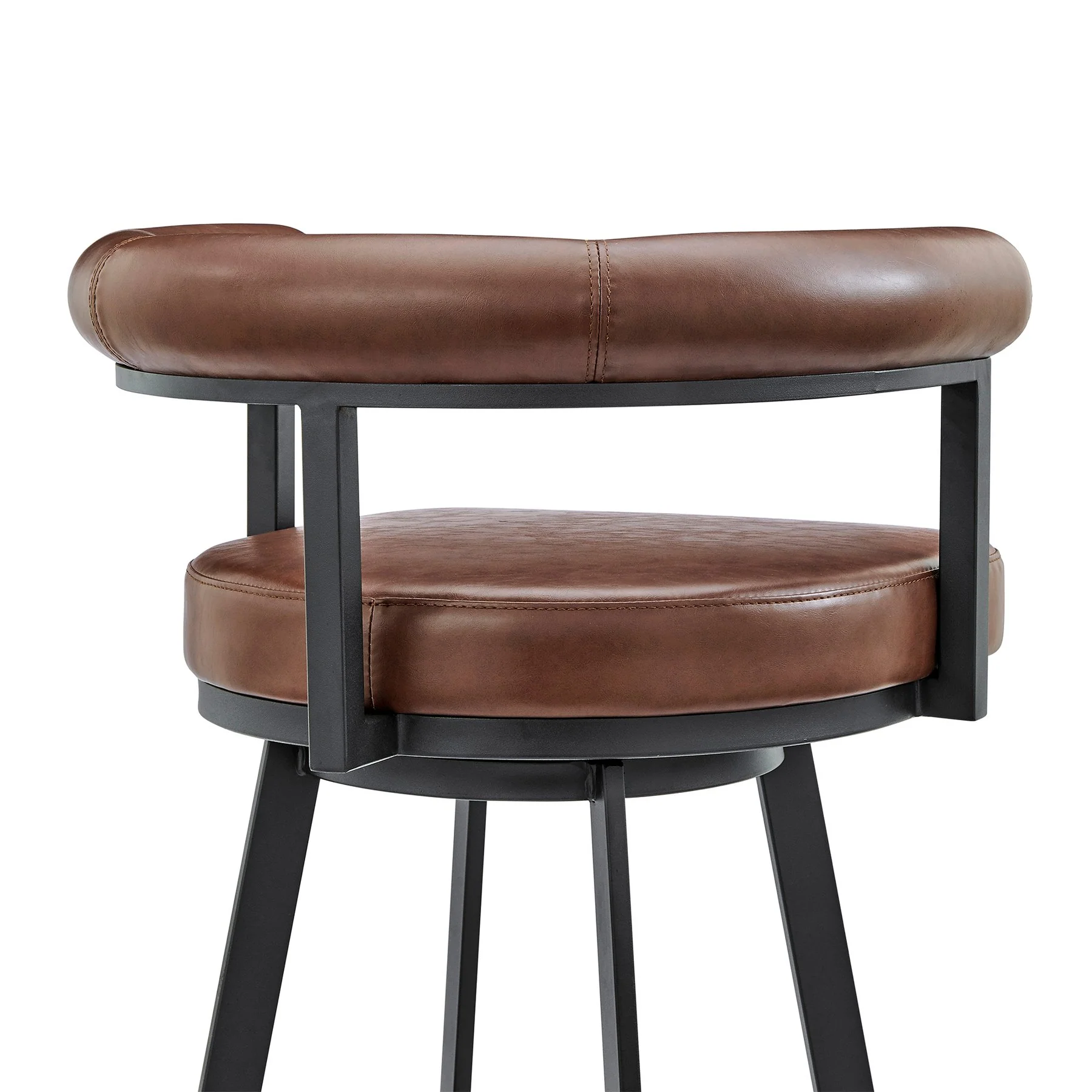 Magnolia 26" Swivel Counter Stool in Black Metal with Brown Faux Leather - Image 7