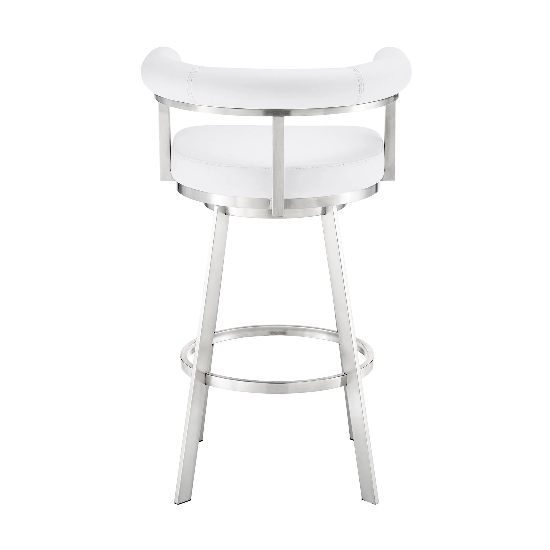 Magnolia 30" Swivel Bar Stool in Brushed Stainless Steel with White Faux Leather - Image 5