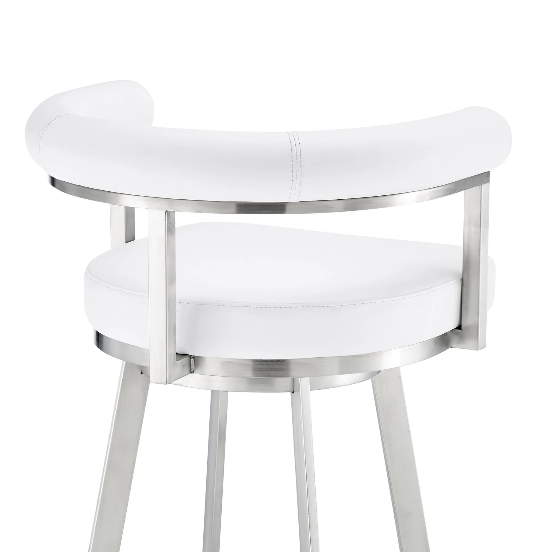 Magnolia 30" Swivel Bar Stool in Brushed Stainless Steel with White Faux Leather - Image 7