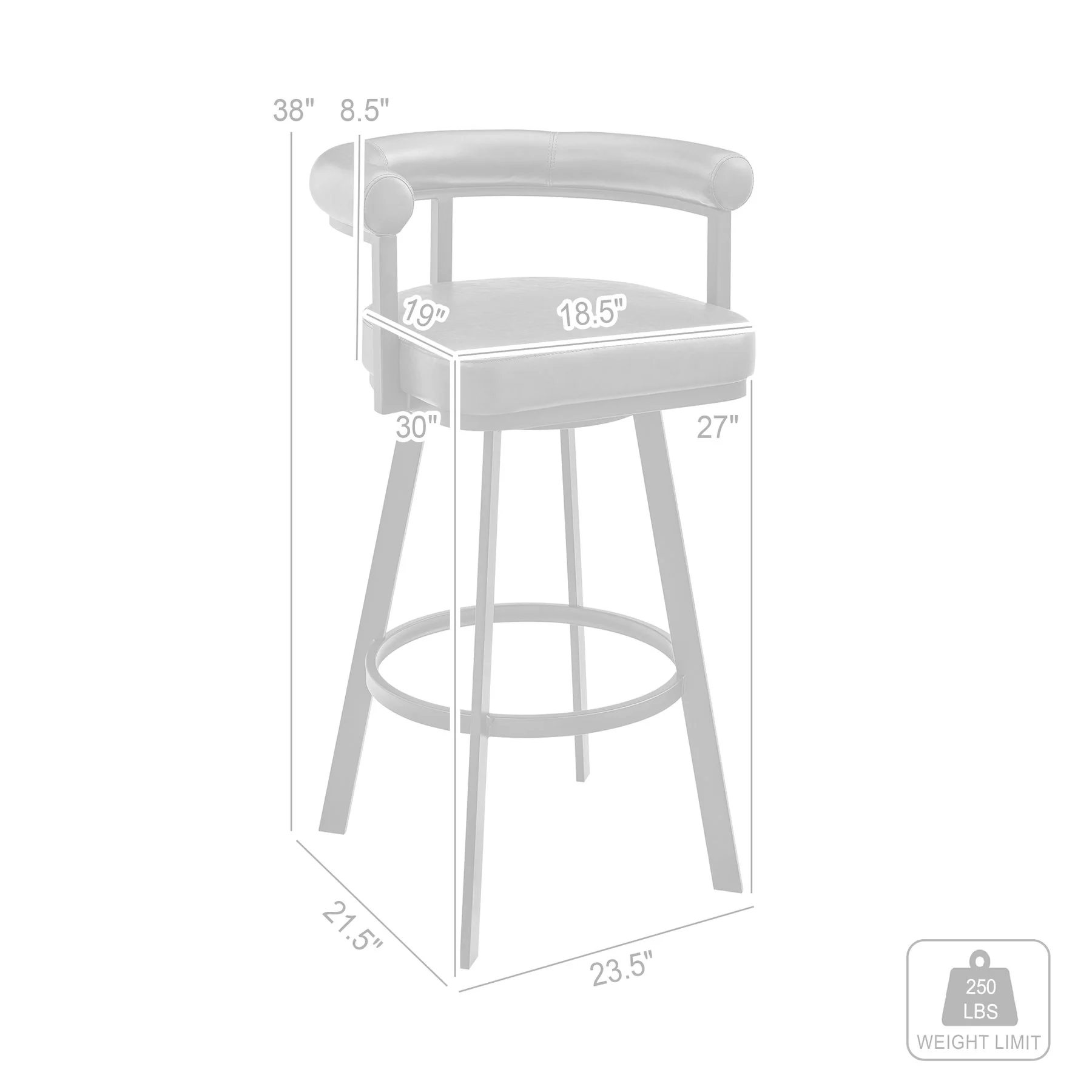 Magnolia Swivel Bar Stool in Black Metal with Brown Faux Leather - Image 10