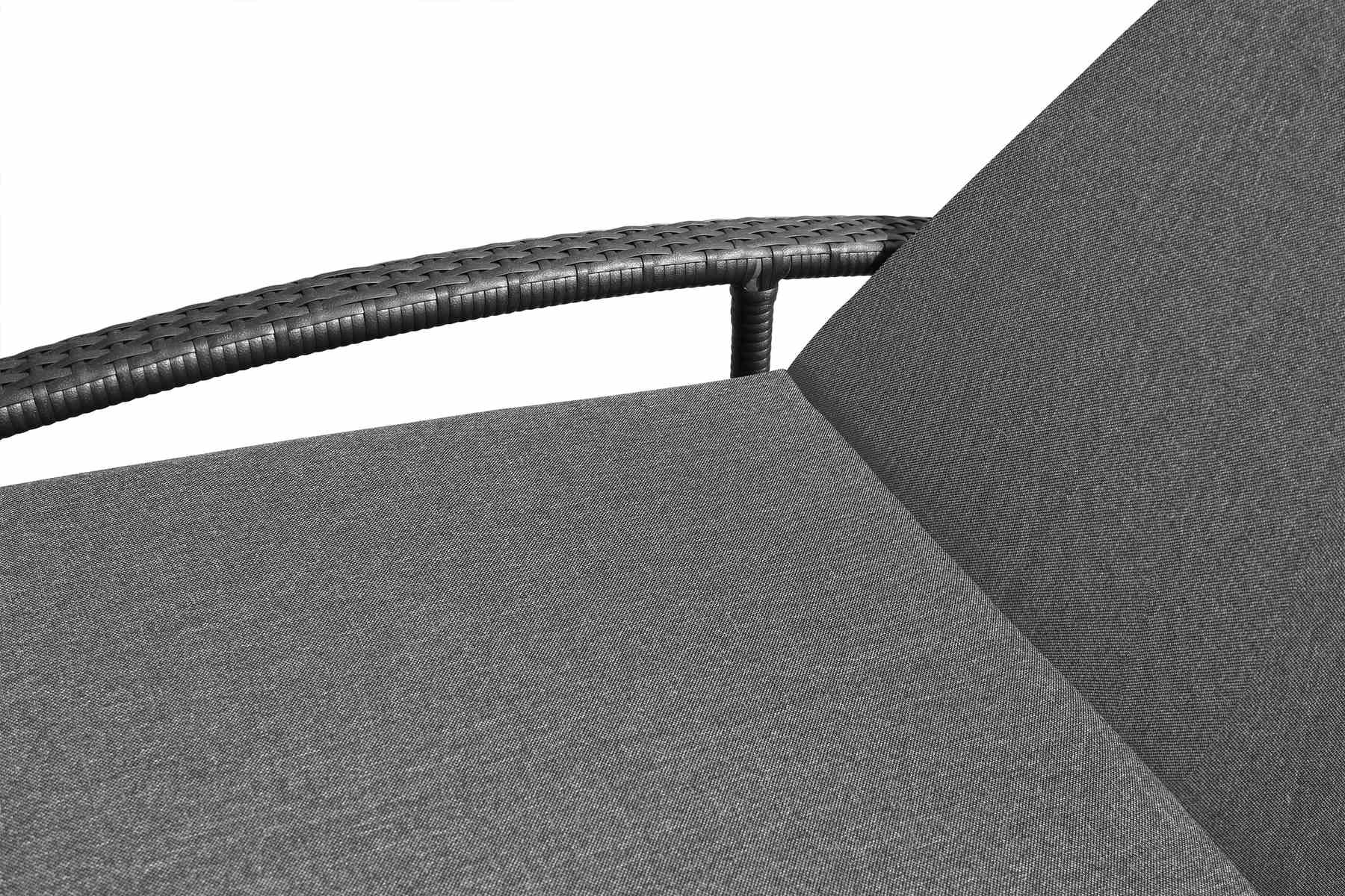 Mahana Adjustable Patio Outdoor Chaise Lounge Chair in Black Wicker with Charcoal Cushions - Image 6