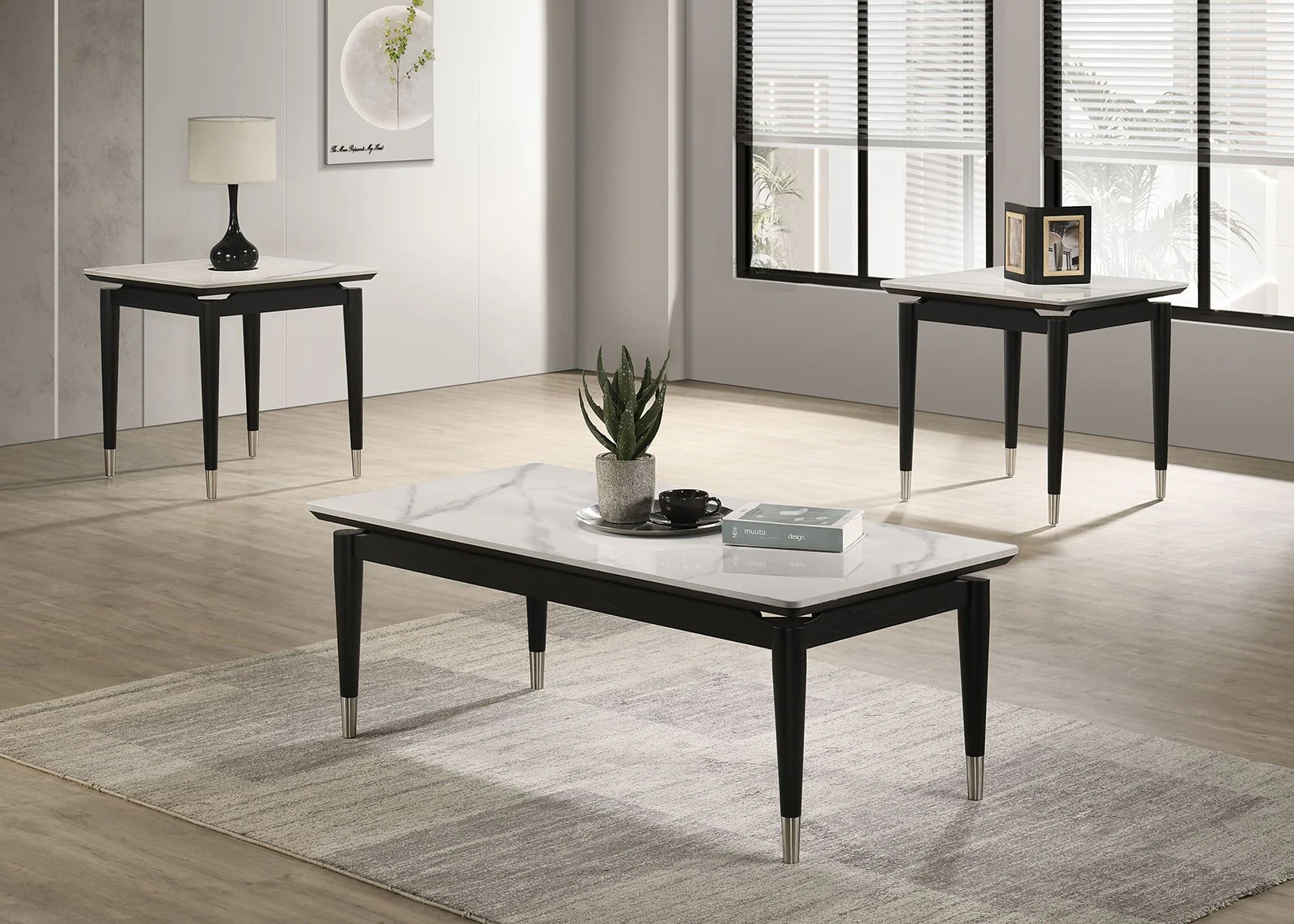 Maidstone End Table, Black/White - Image 2