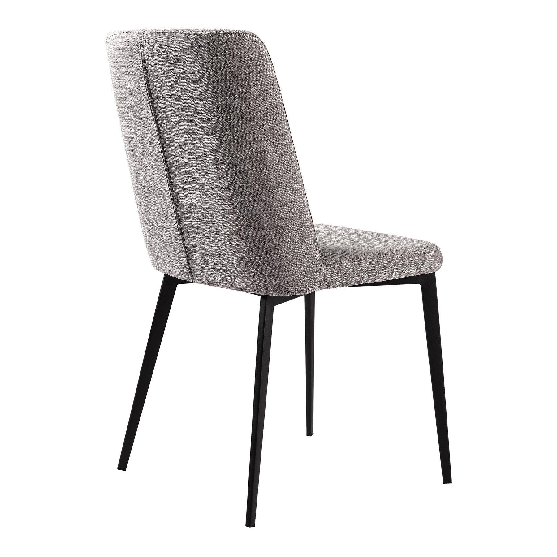 Maine Contemporary Dining Chair in Matte Black Finish and Gray Fabric - Set of 2 - Image 3