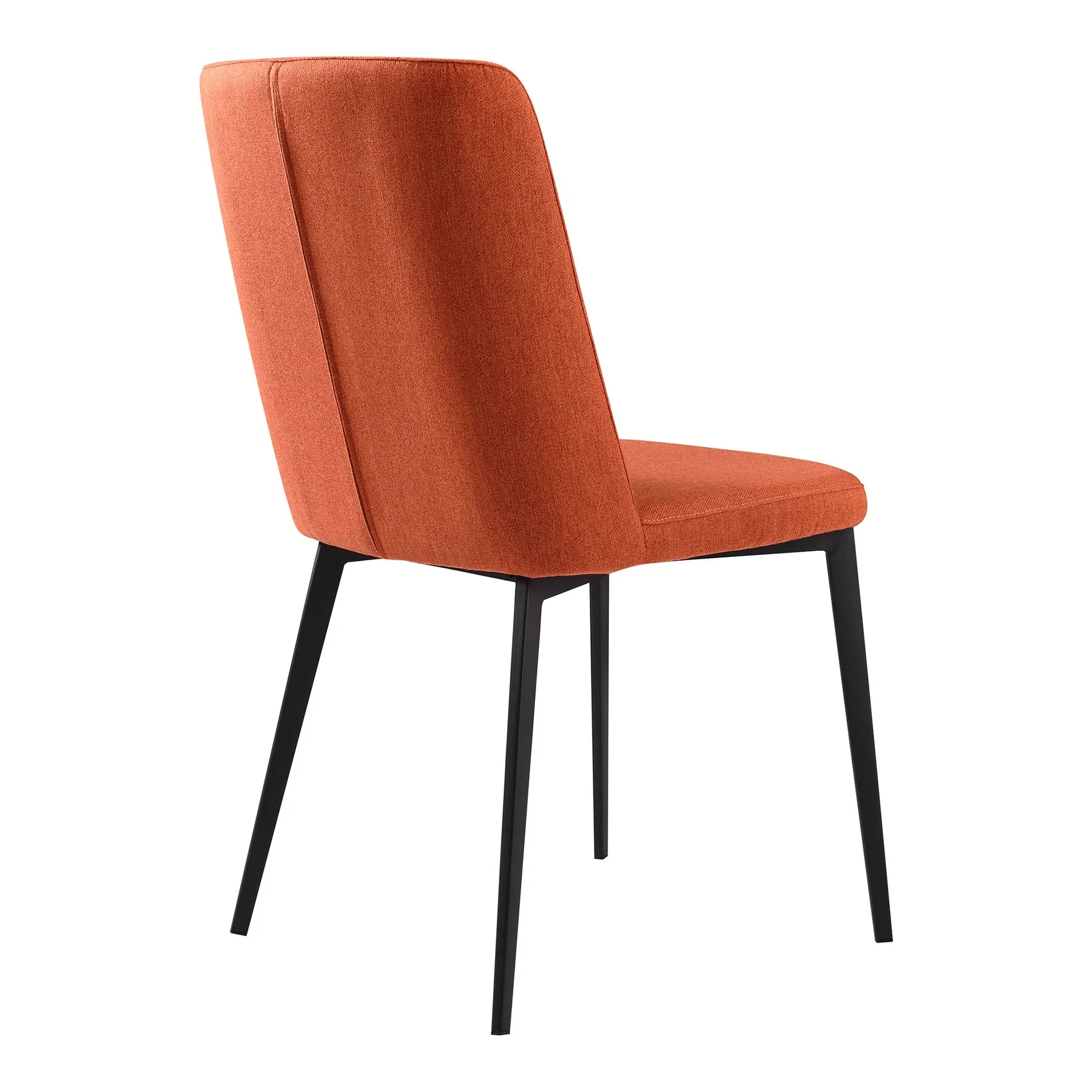 Maine Contemporary Dining Chair in Matte Black Finish and Orange Fabric - Set of 2 - Image 3
