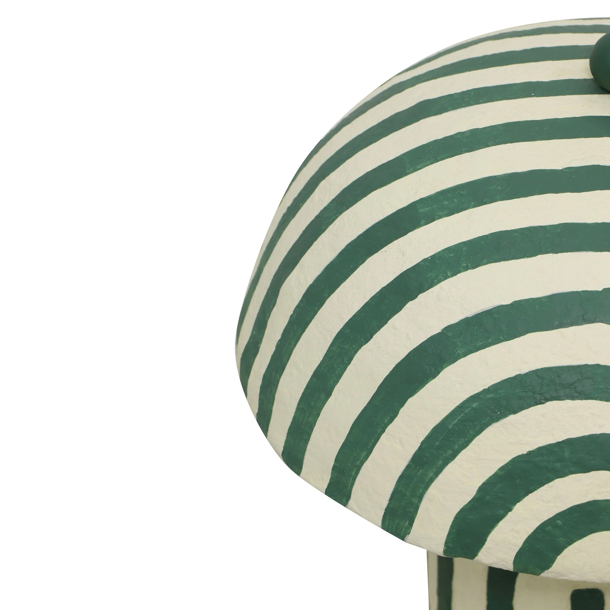 Maiori Dark Green Striped Papier Mache Table Lamp - Image 4