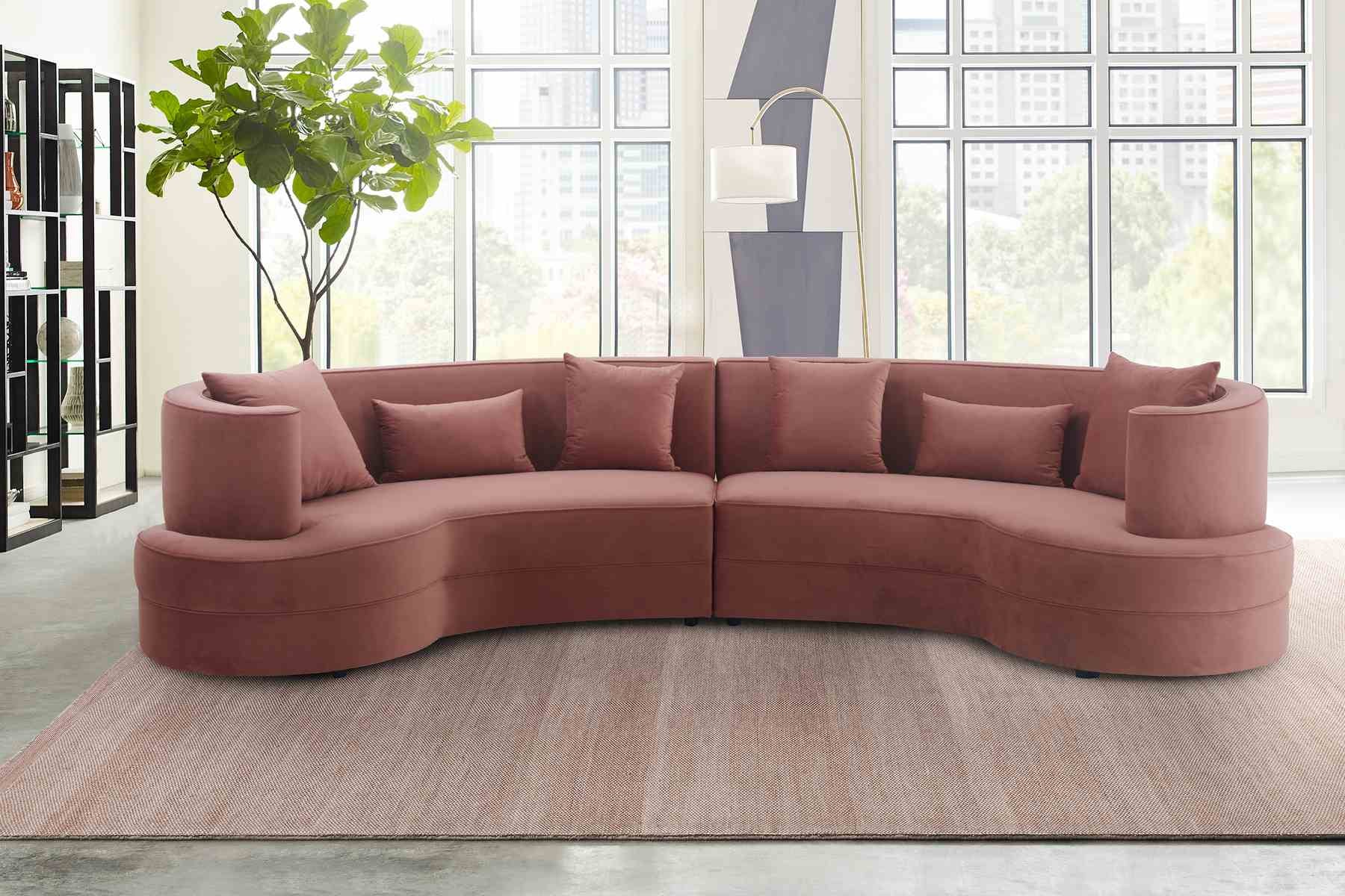 Majestic Blush Fabric Upholstered Sectional Sofa - Image 7