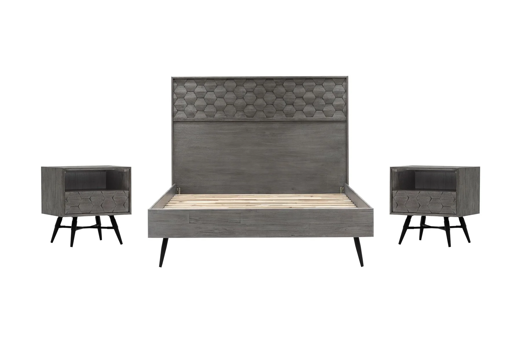 Makena 3 Piece Queen Bedroom Set in Gray Acacia Wood