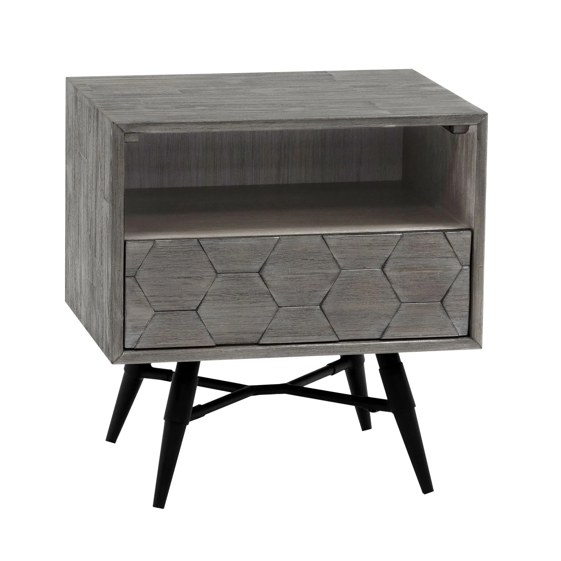 Makena 4 Piece King Bedroom Set in Gray Acacia Wood - Image 7