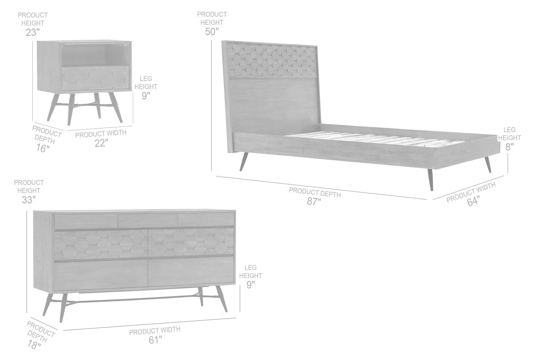 Makena 4 Piece Queen Bedroom Set in Gray Acacia Wood - Image 10