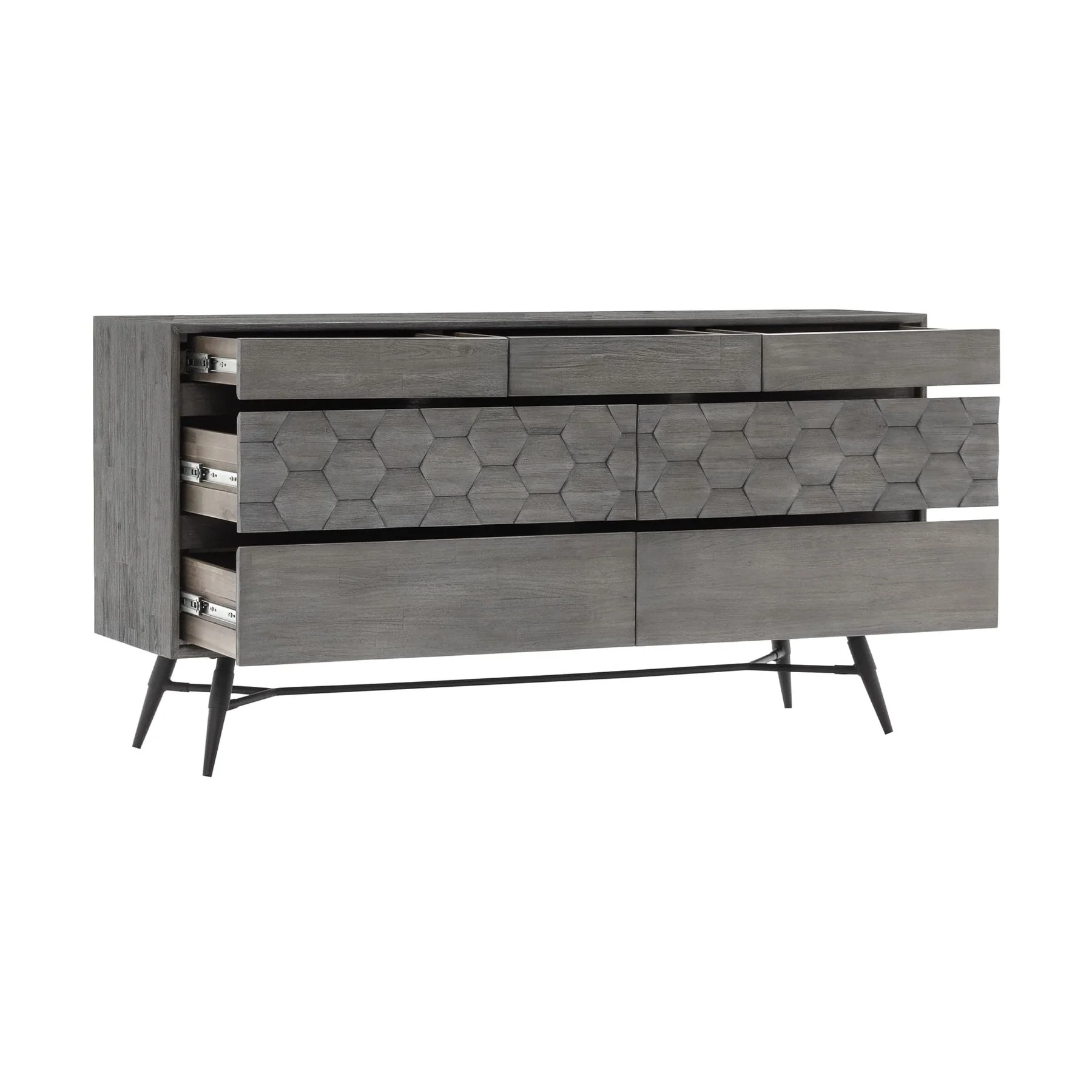 Makena 6 Drawer Dresser in Gray Acacia Wood - Image 3