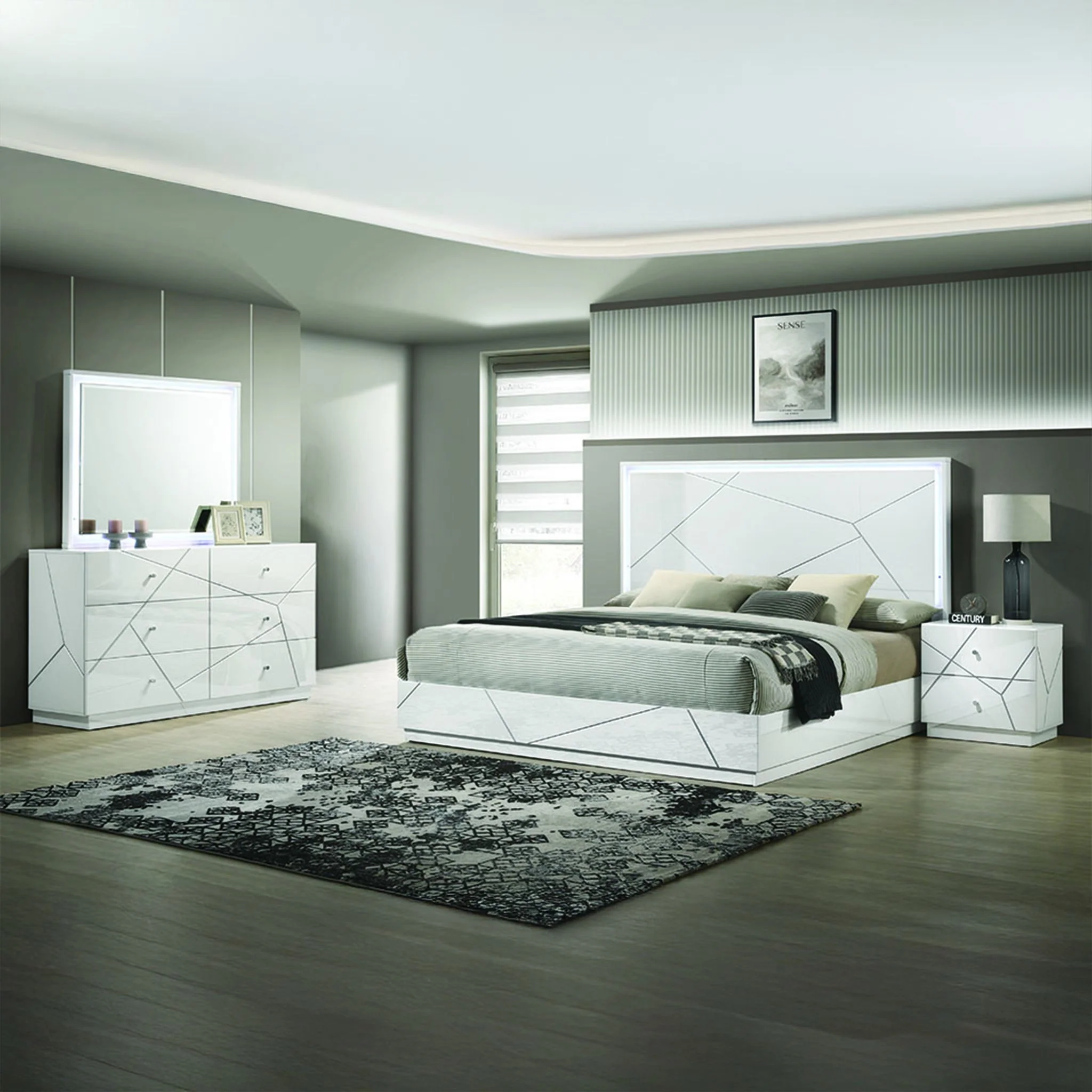Manhattan Queen 4PC Bedroom Set White - Image 19