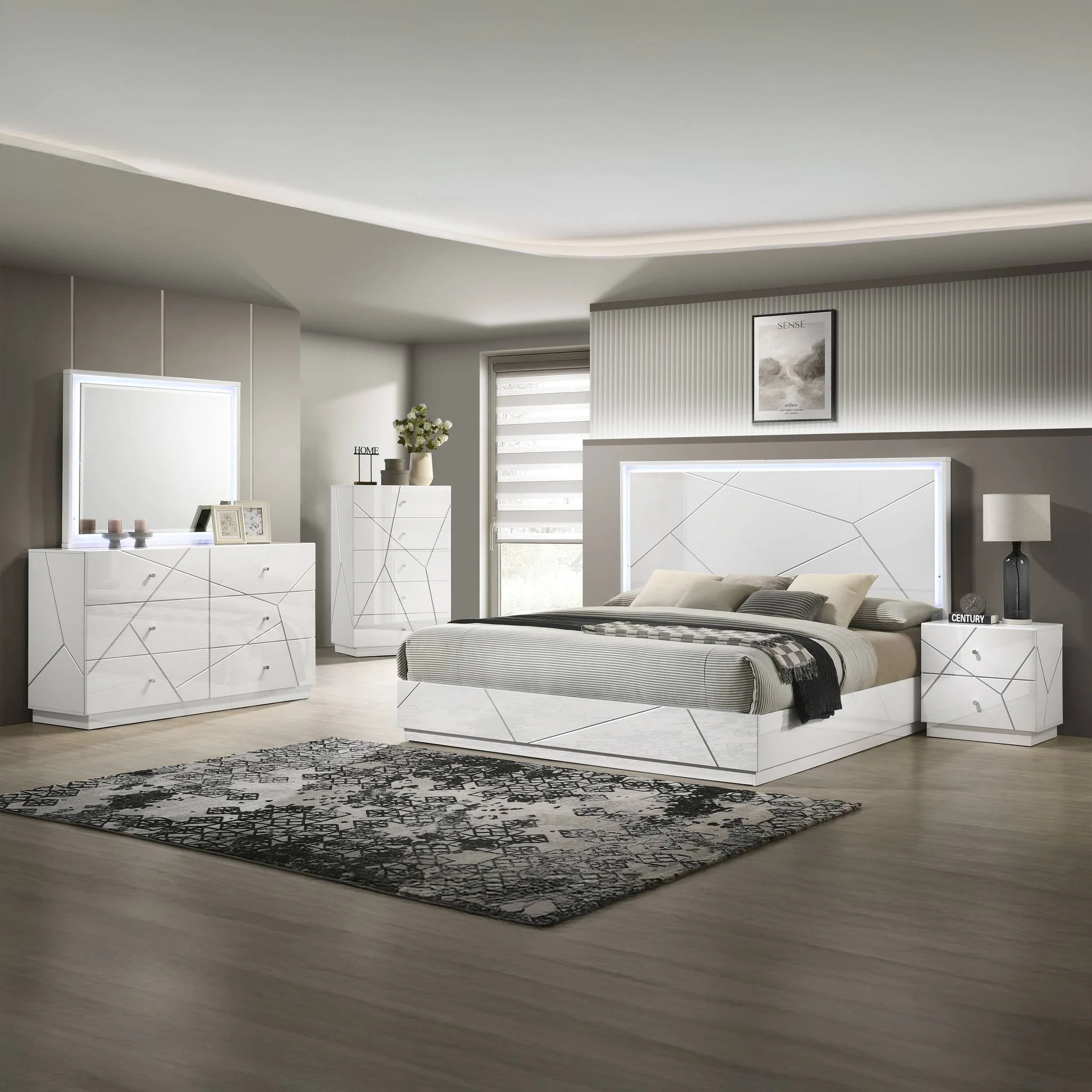 Manhattan Queen 5PC Bedroom Set White