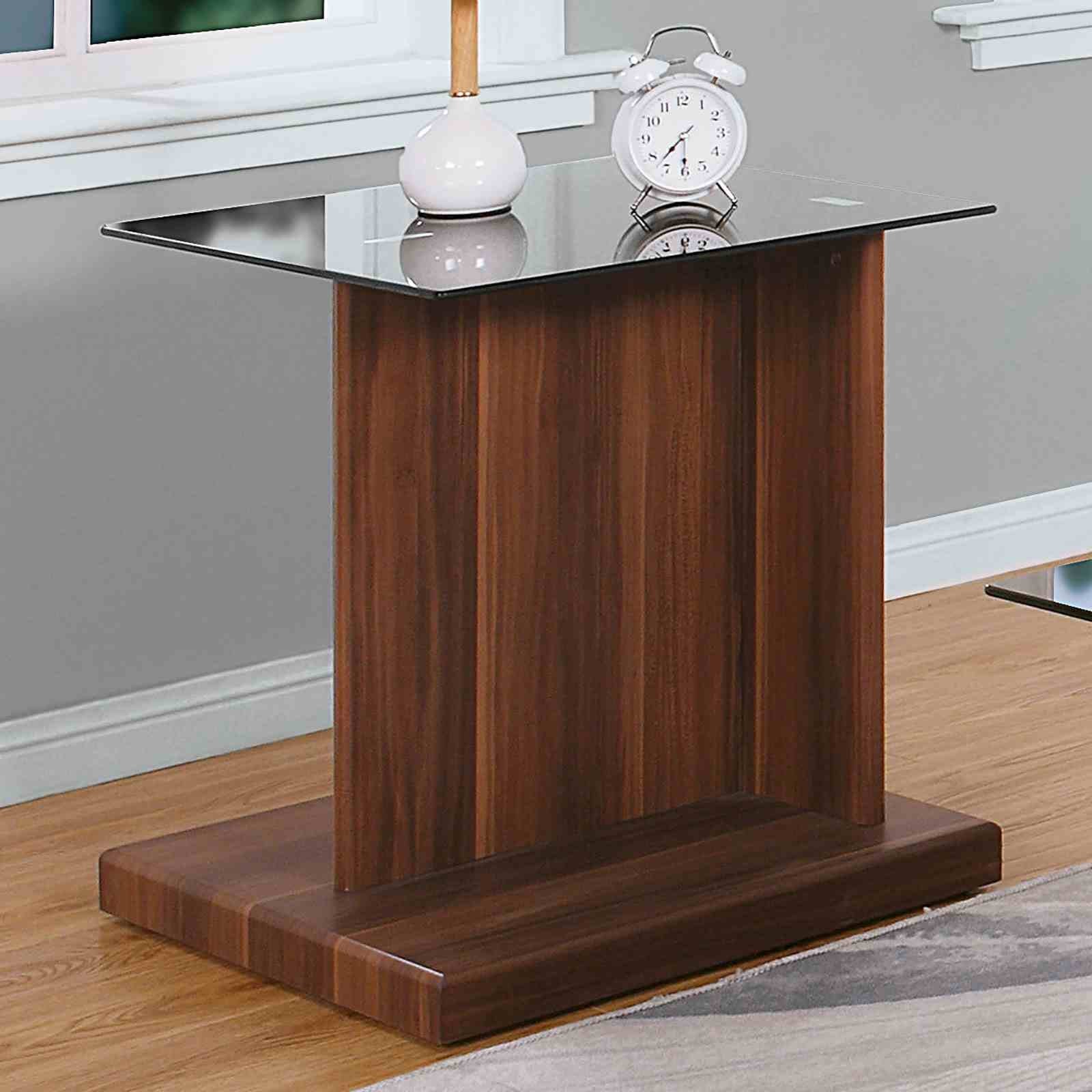 Mannedorf End Table, Black/Dark Walnut
