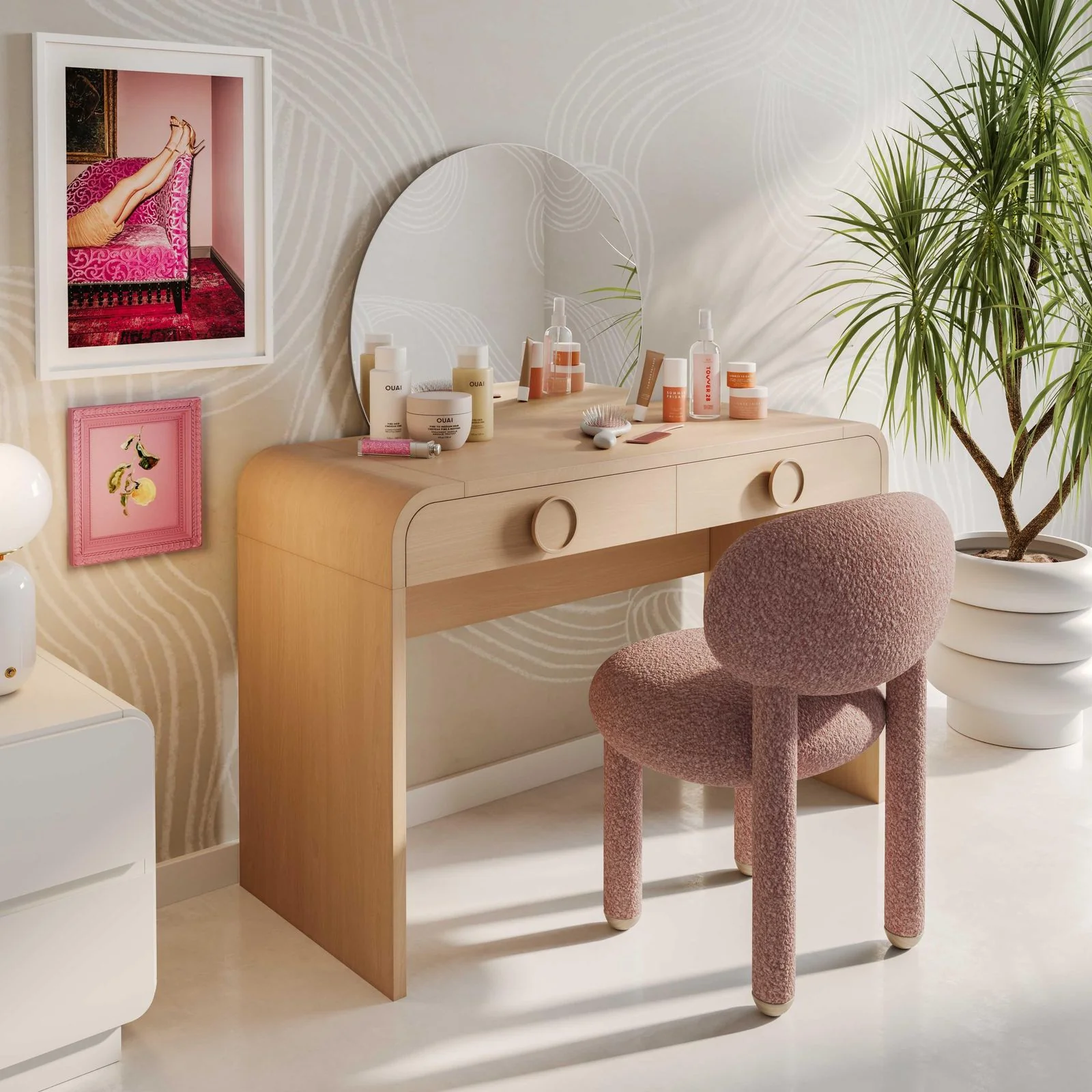 Manu Rose Pink Performance Boucle Side Chair - Image 8