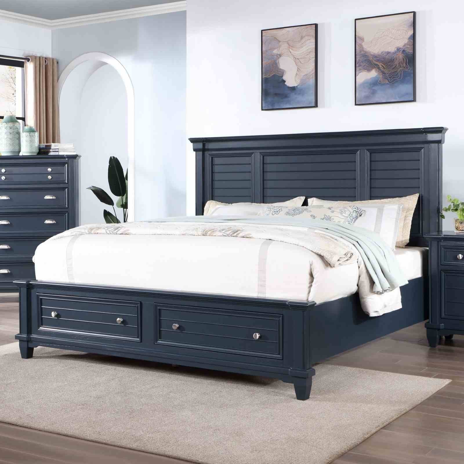 Manzanillo Cal.King Bed, Slate Blue