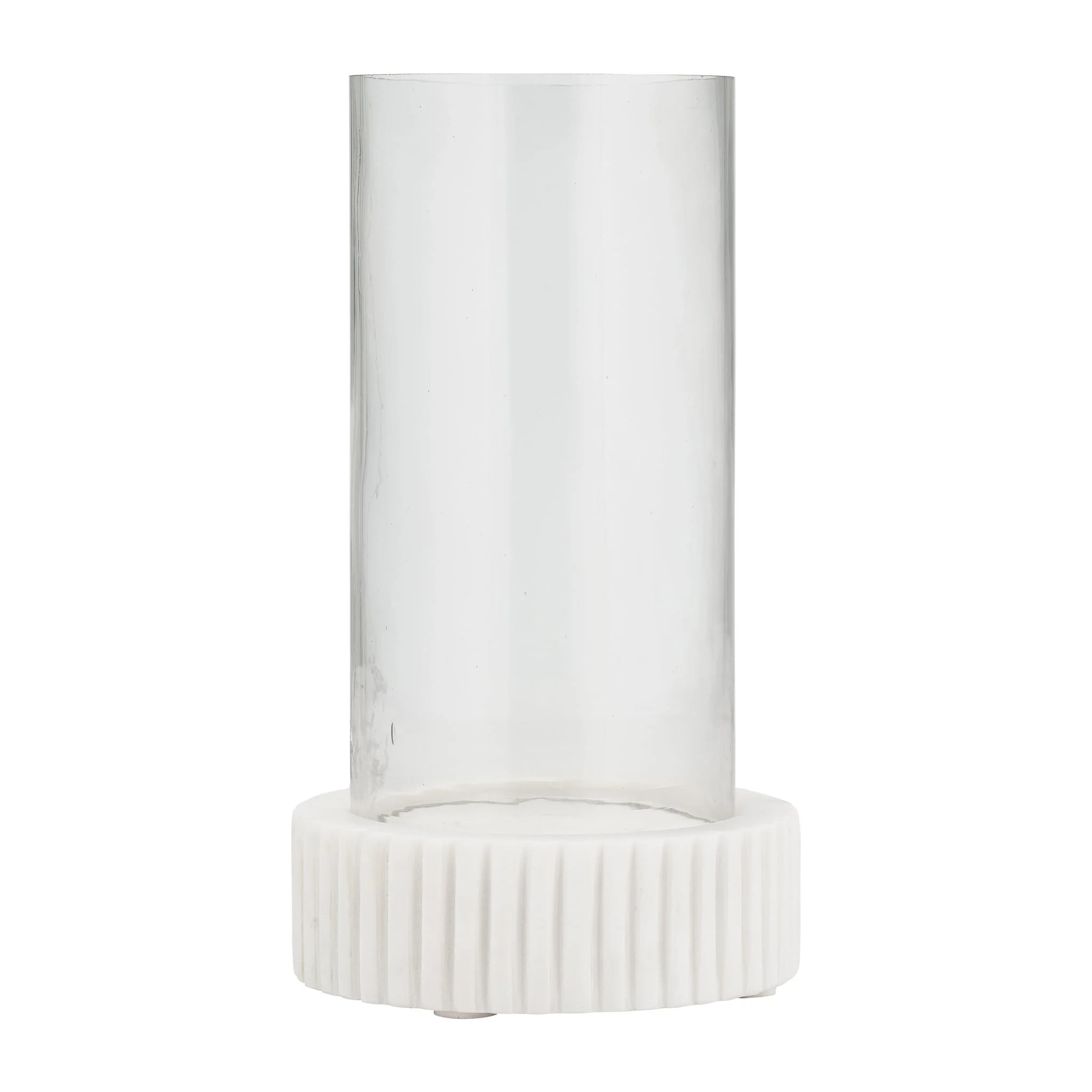 Marble, 11"h Hurricane Holder, White Kd