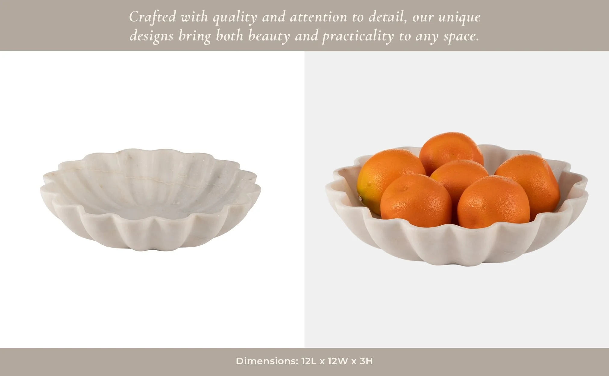 Marble, 12"d Shell Shaped Bowl, White - Image 13