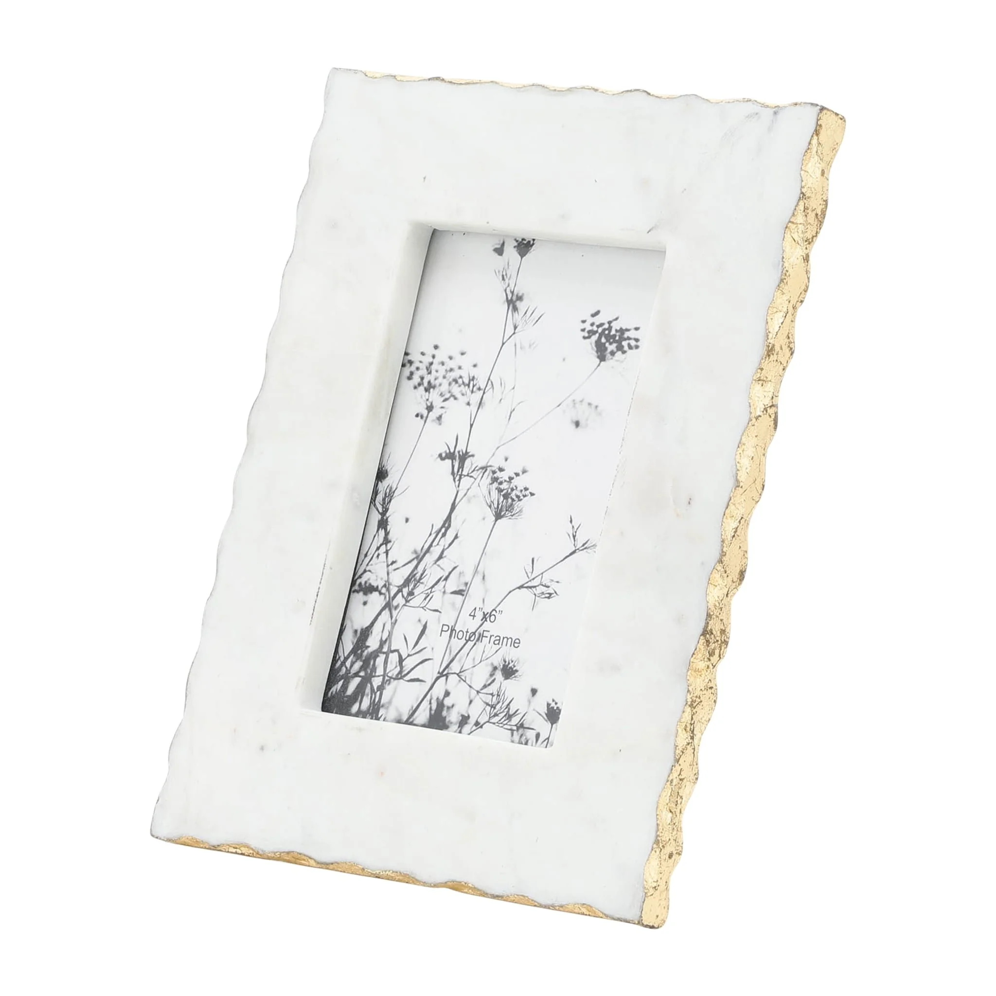 Marble, 4x6 Jagged Photo Frame W/ Gold Trim, Whit - Image 6