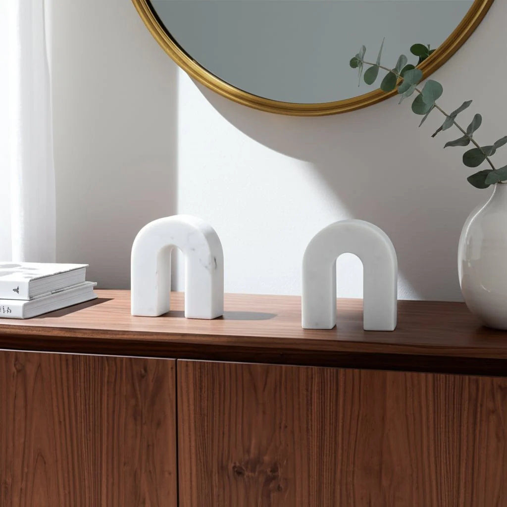 Marble, 6"h Horseshoe Tabletop Deco, White - Image 11