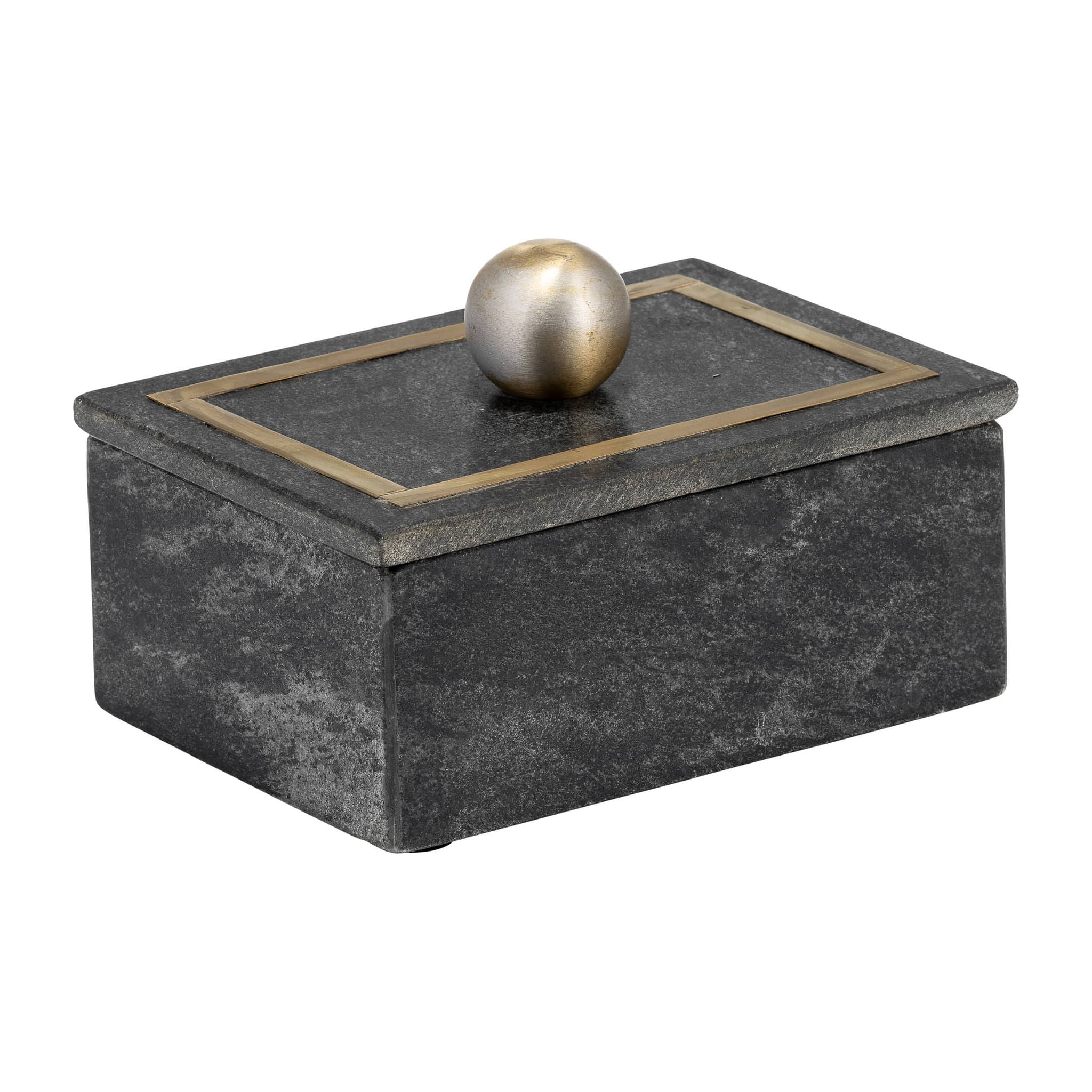 Marble, 7x5 Rectangular Box - Knob, Black