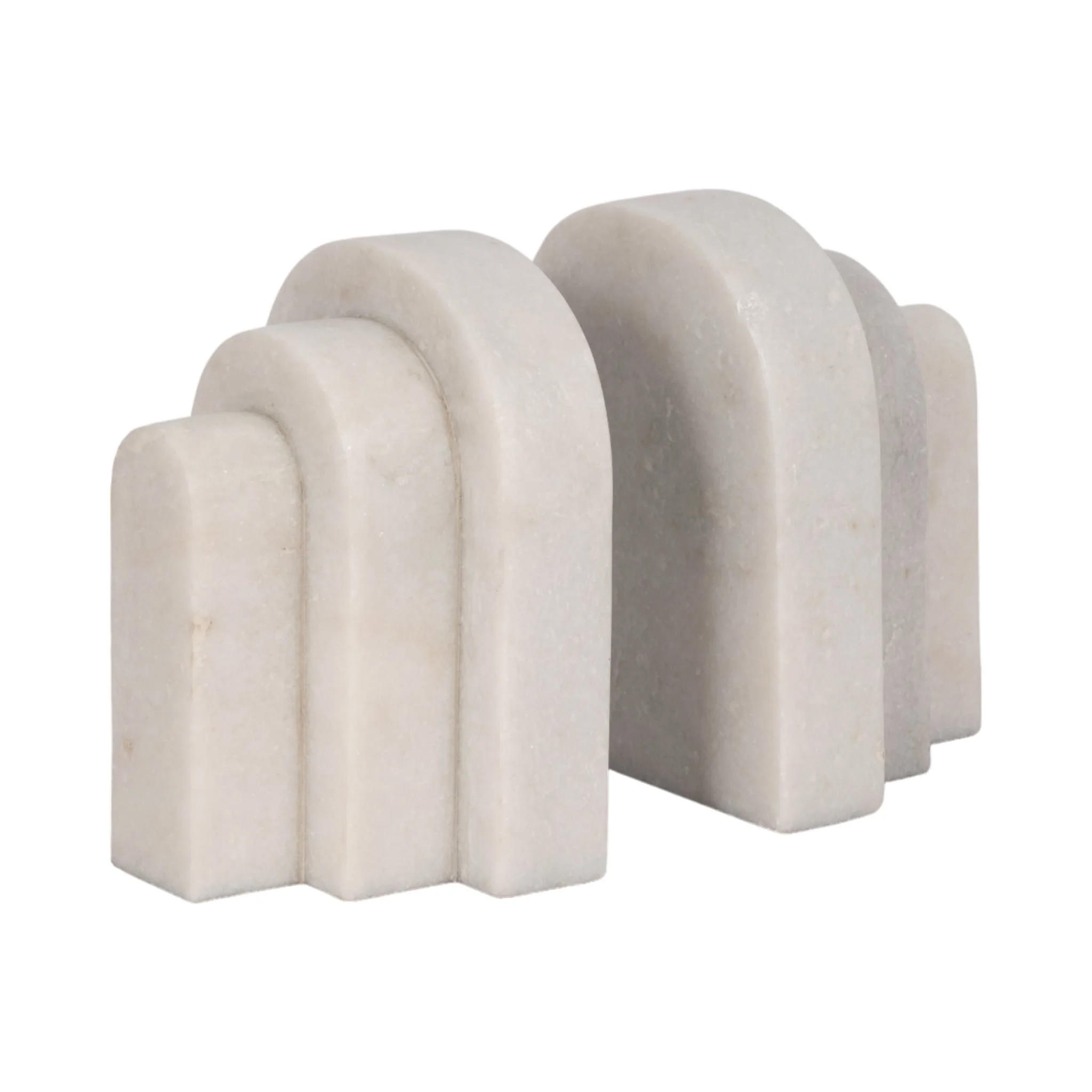 Marble, S/2 6", Layered Arches Bookends,white - Image 3