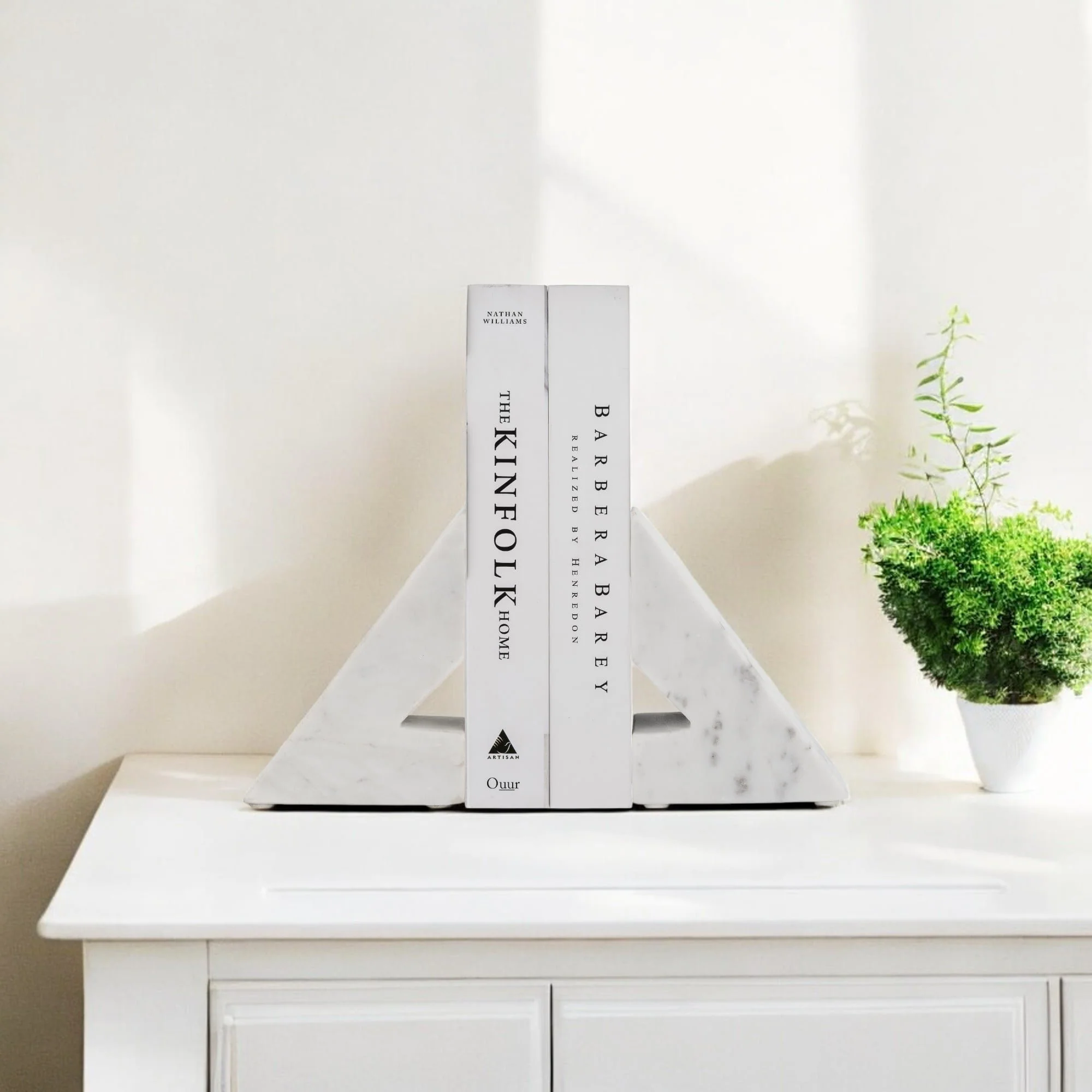 Marble, S/2 6"h Right Triangle Bookends, White - Image 9