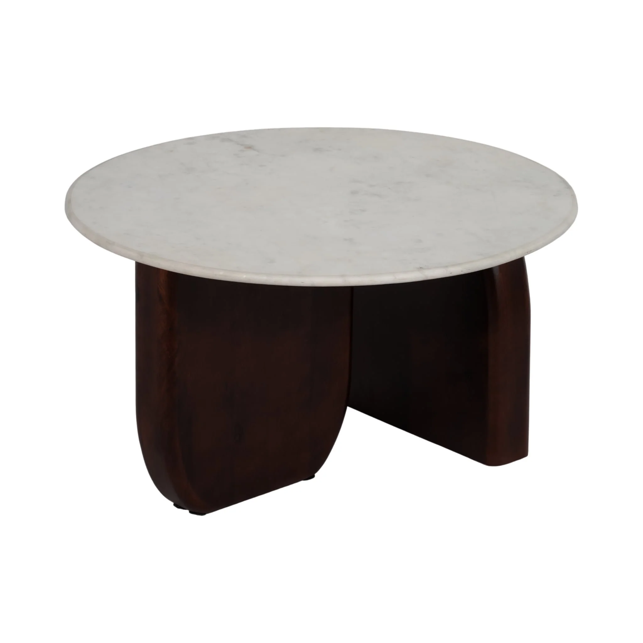 Marble/wood, 30"dx17"h Round Cffee Tbl,wlnt/wht Kd - Image 2