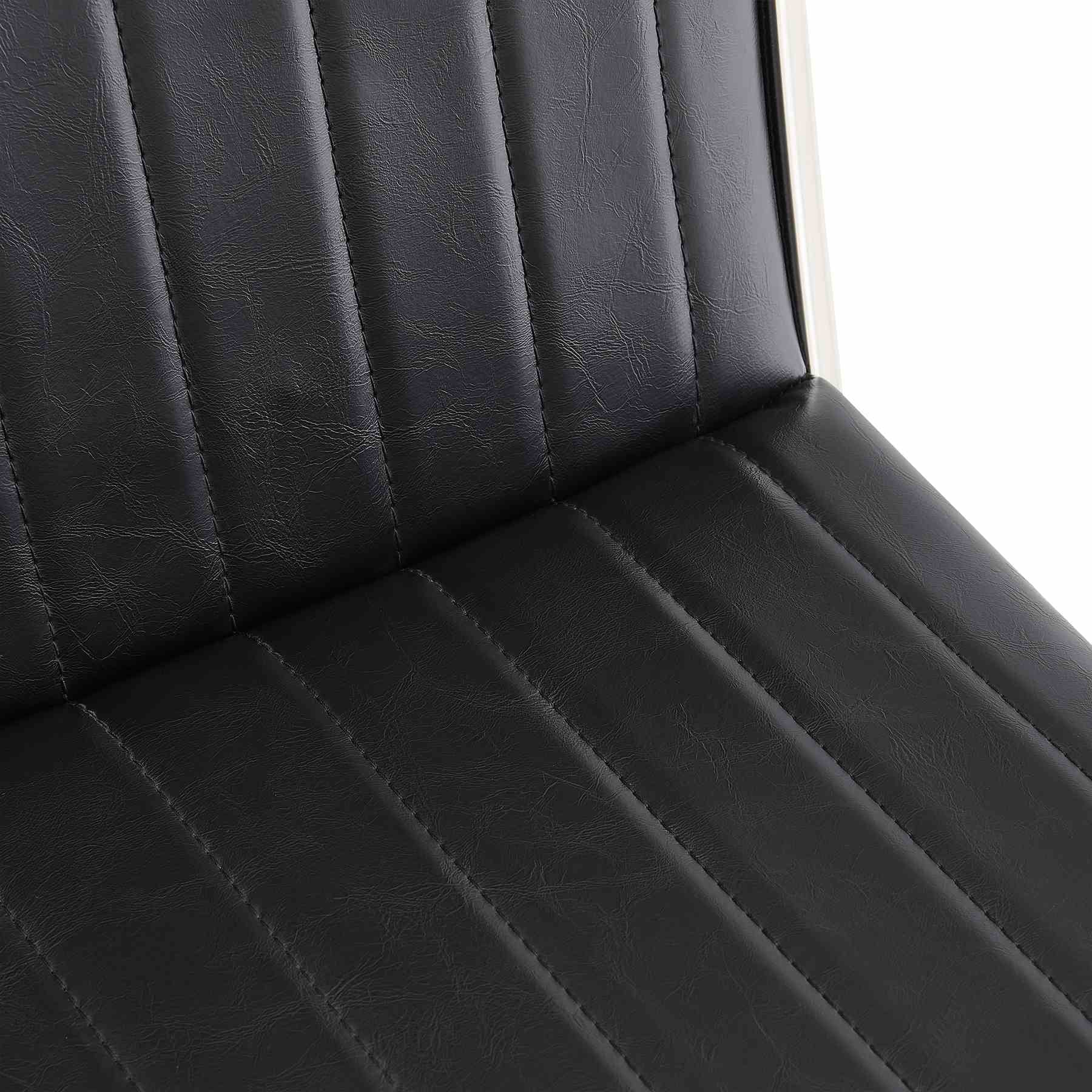 Marc 26" Vintage Black Faux Leather and Brushed Stainless Steel Bar Stool - Image 5