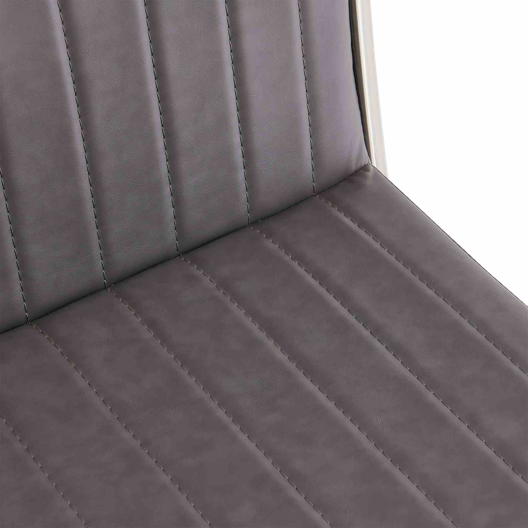 Marc 26" Vintage Gray Faux Leather and Brushed Stainless Steel Bar Stool - Image 7