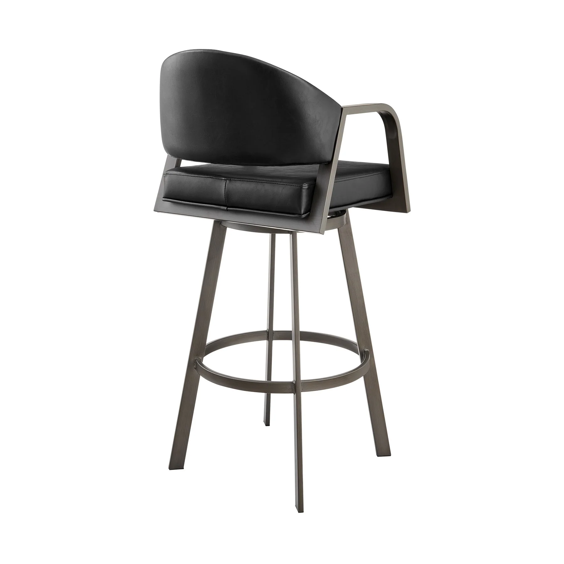 Marcie 26" Swivel Counter Stool in Mineral Finish and Vintage Black Faux Leather - Image 3