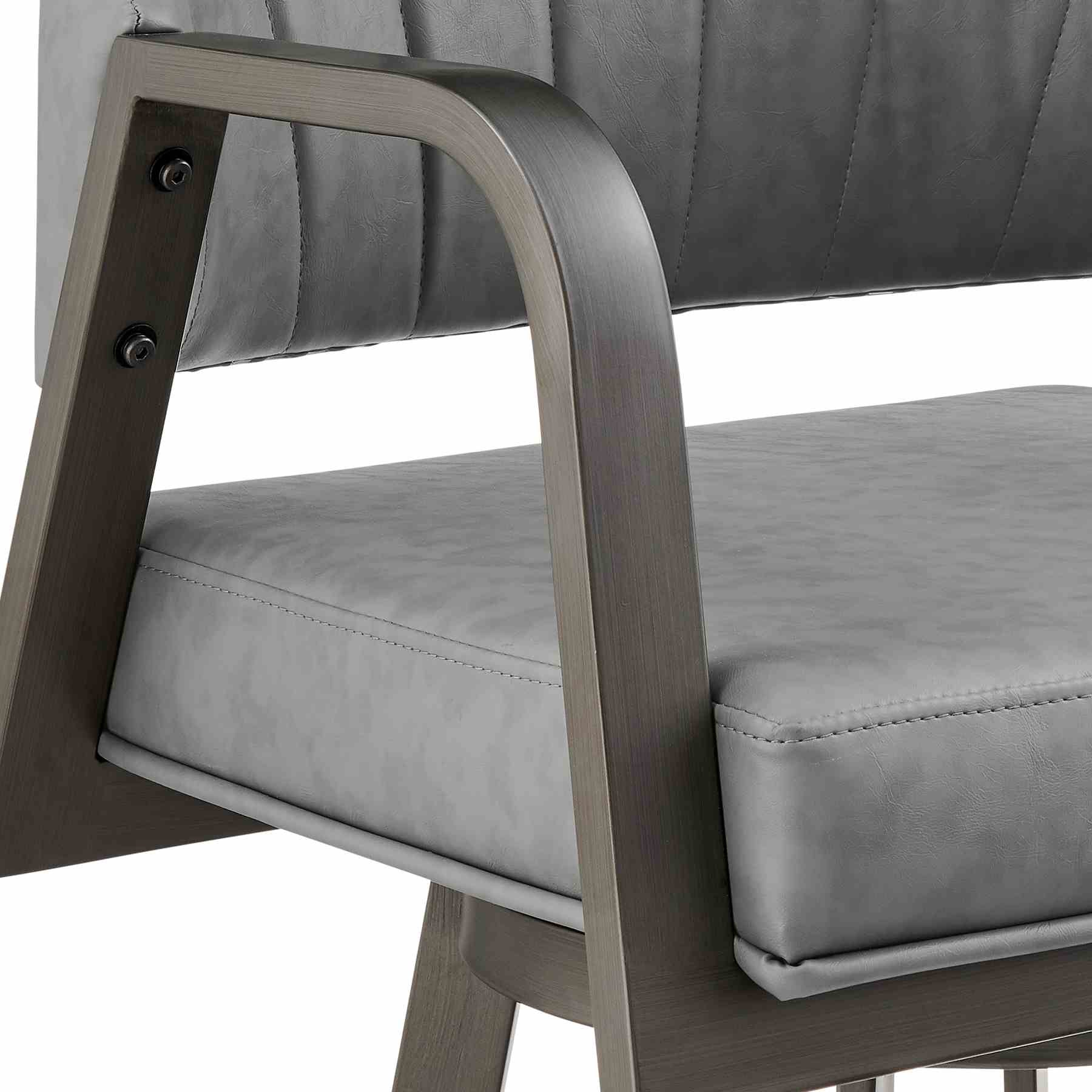 Marcie 30" Swivel Bar Stool in Mineral Finish and Vintage Gray Faux Leather - Image 6