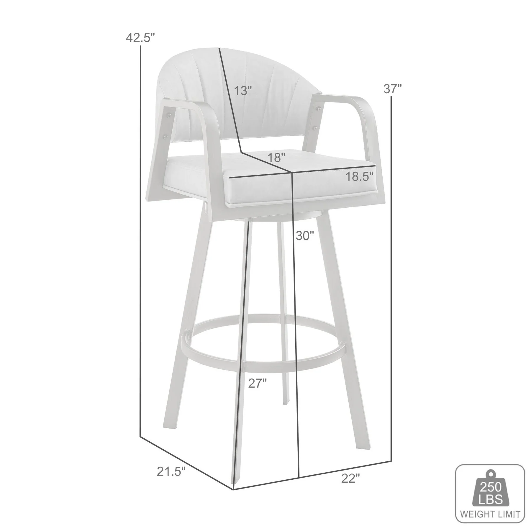 Marcie 30" Swivel Bar Stool in Mineral Finish and Vintage Gray Faux Leather - Image 9