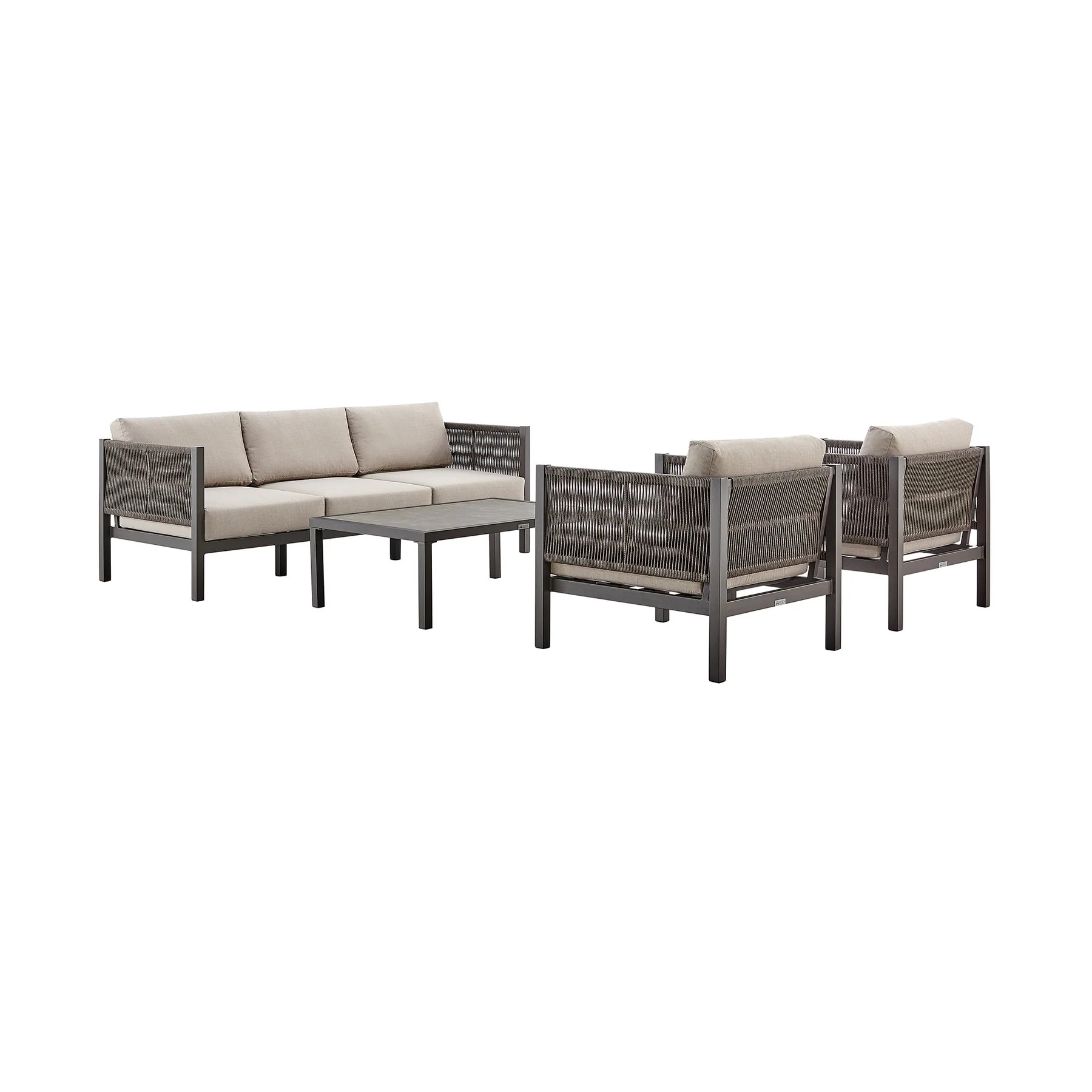Mareike Aluminum and Rope Outdoor Chair in Brown