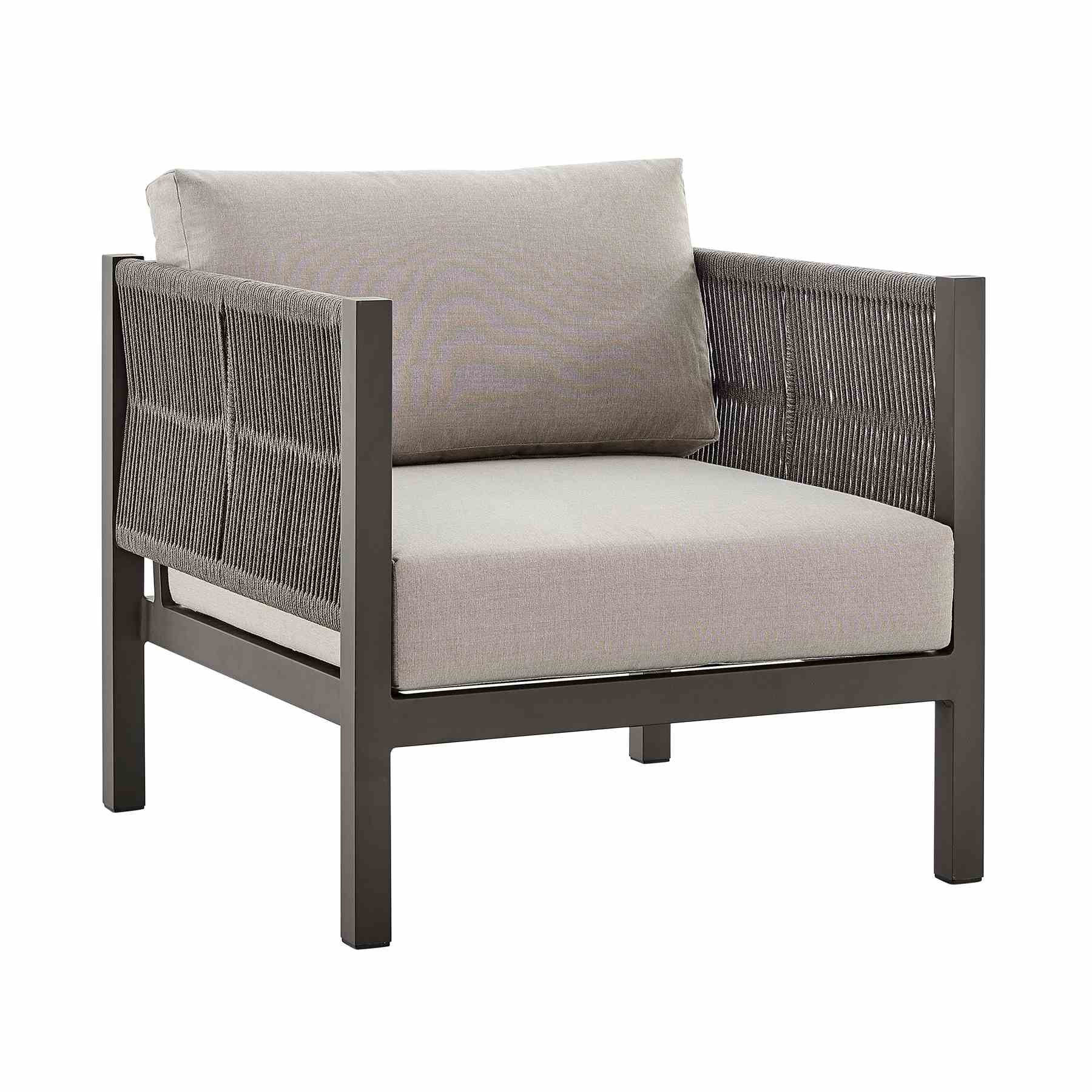 Mareike Aluminum and Rope Outdoor Chair in Brown - Image 2