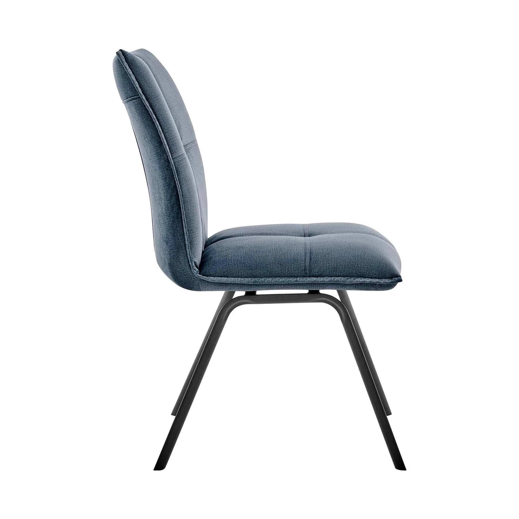 Margot and Rylee 5 Piece Modern Rectangular Dining Set in Black Melamine Wood and Blue Fabric - Image 3