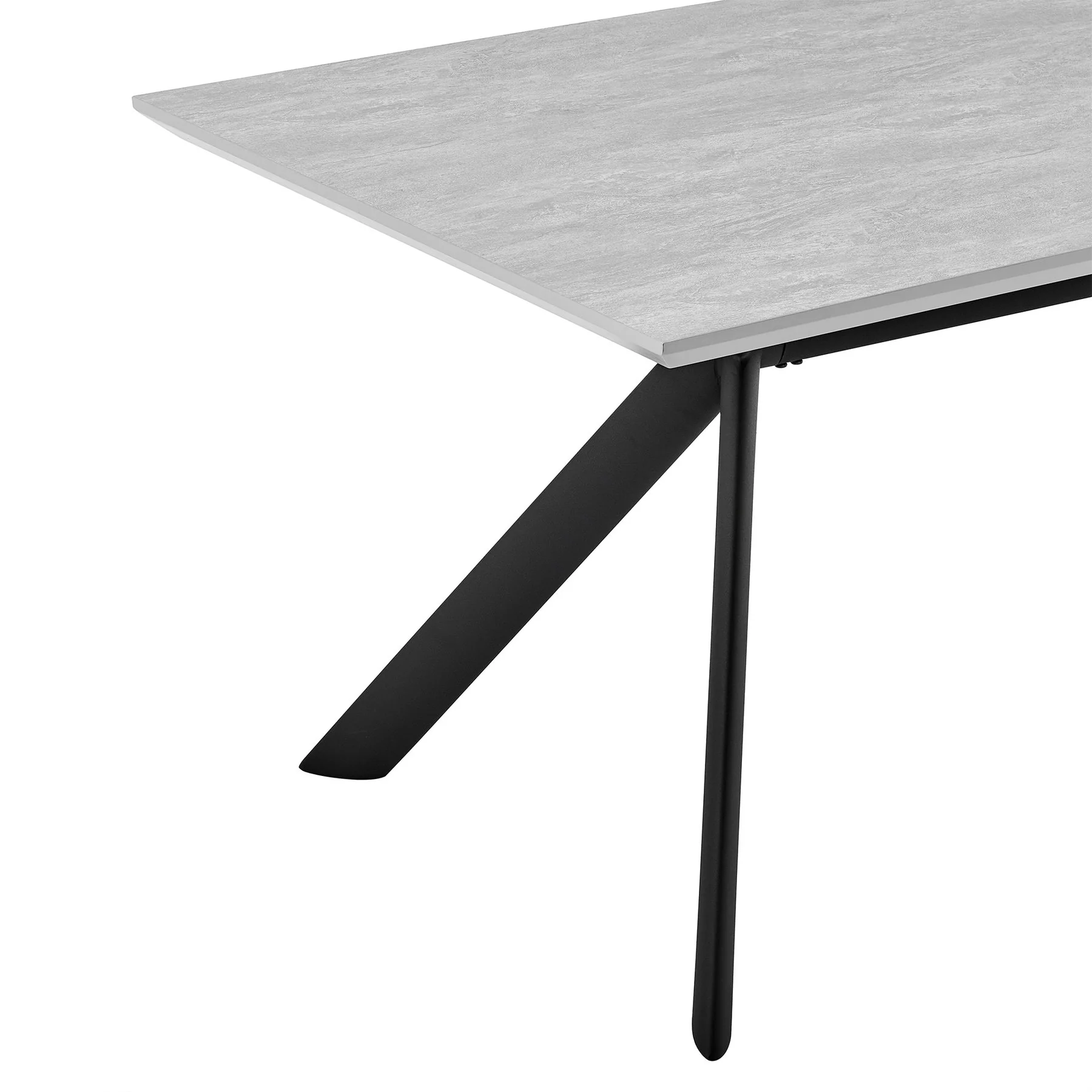 Margot Light Gray Rectangular Dining Table with Black Finish - Image 3